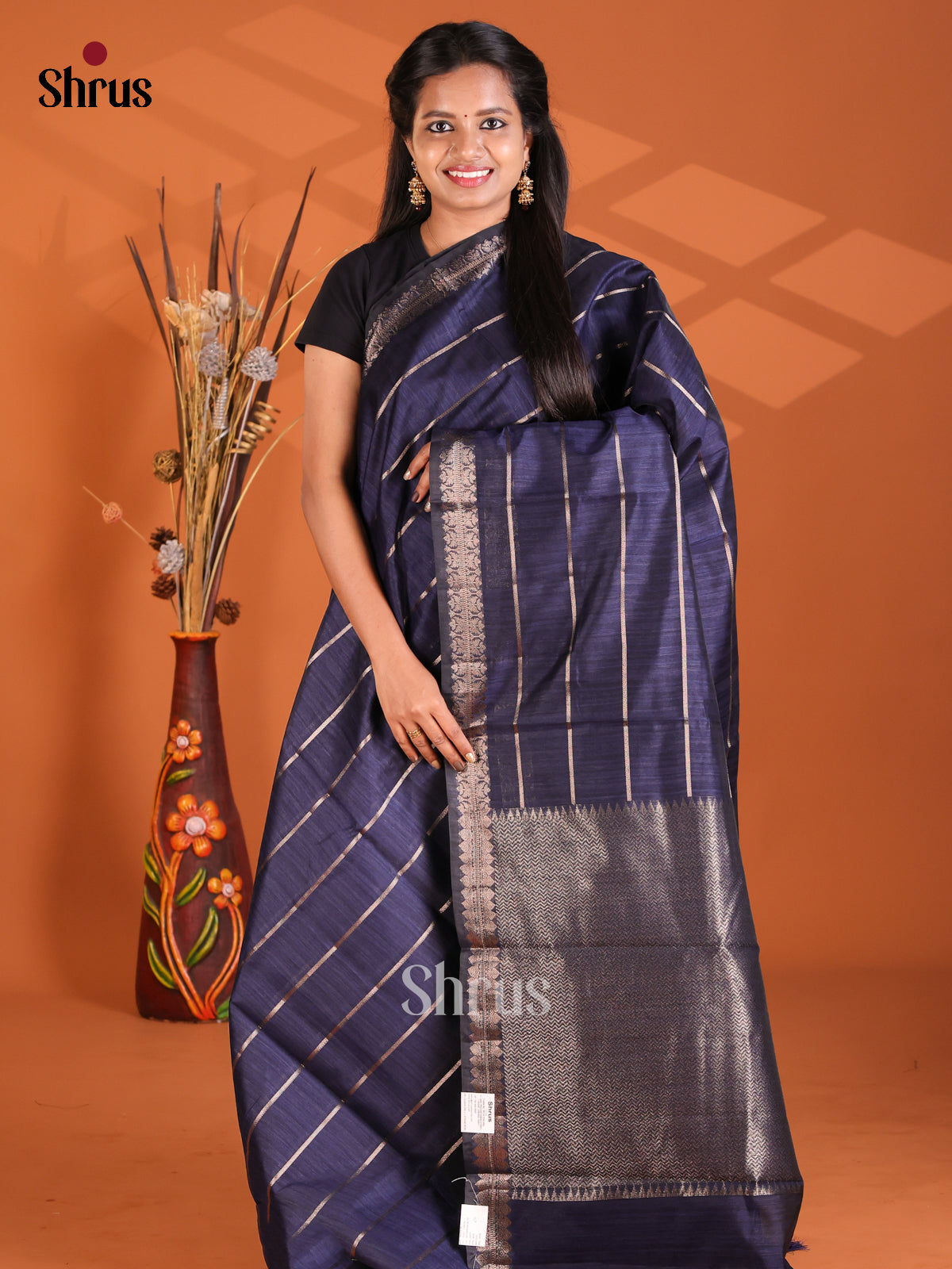 Blue - Semi Rawsilk Saree