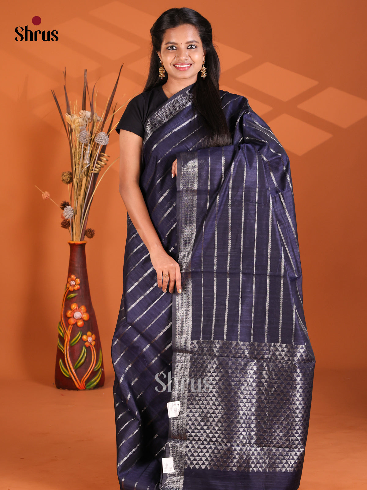 Blue - Semi Rawsilk Saree