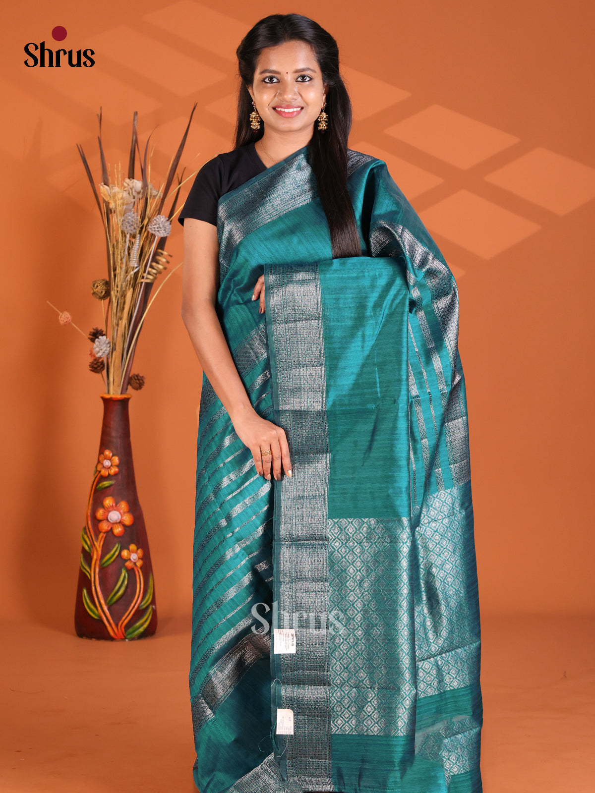 Green - Semi Rawsilk Saree - Shop on Shrus.com