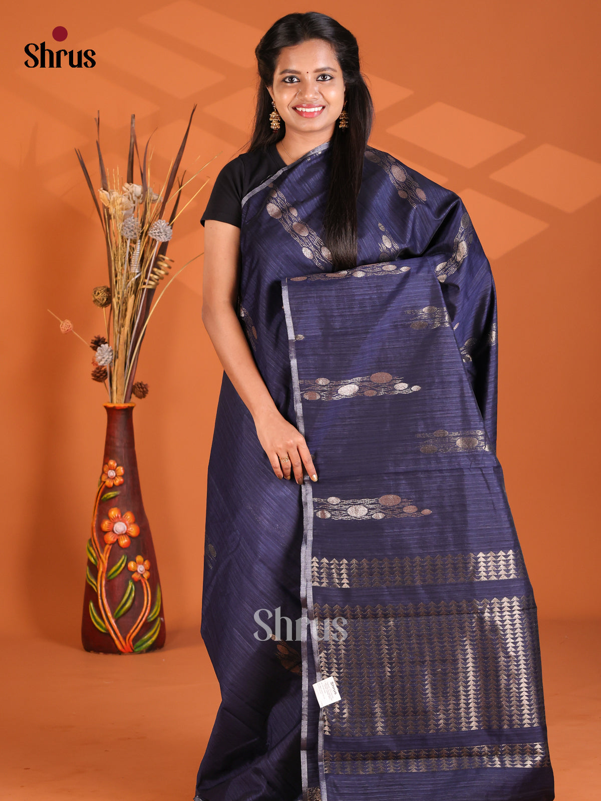 Blue - Semi Rawsilk Saree