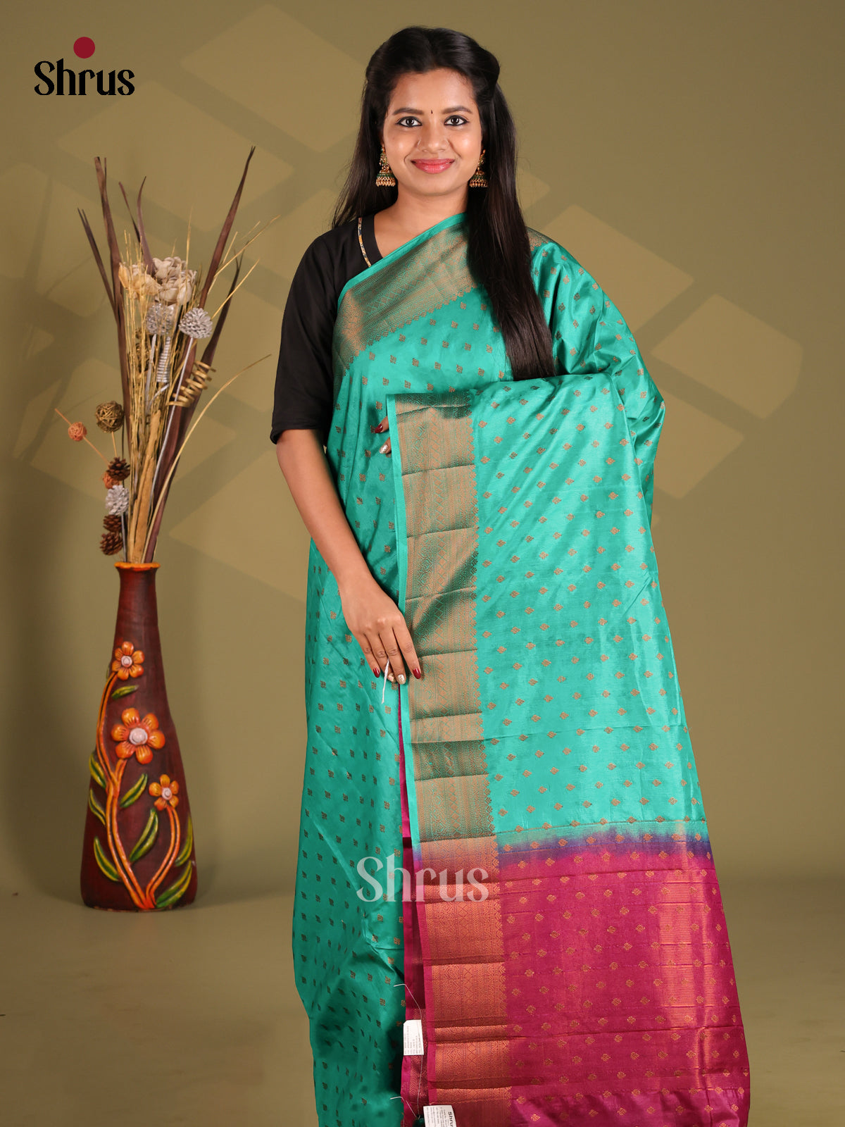 Green & Maroon- NorthSilk Cotton Saree - Shop on Shrus.com