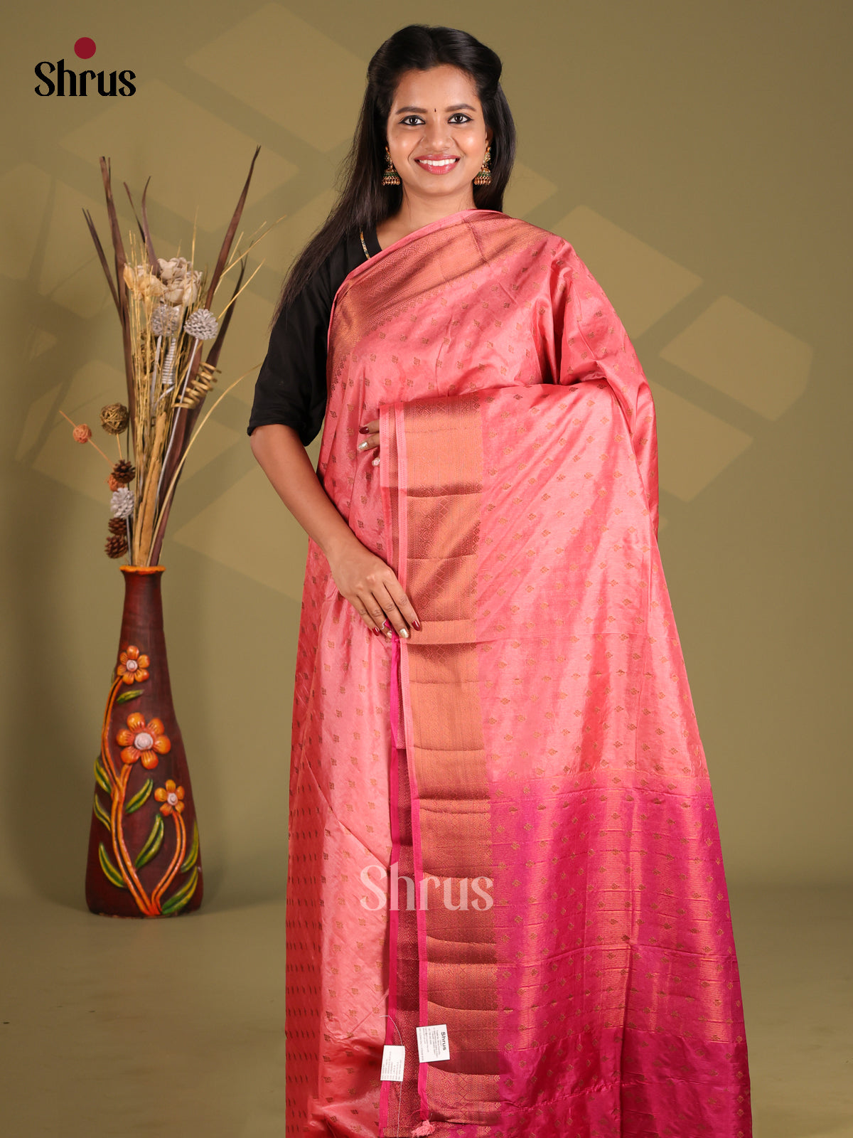Pink & Maroon - NorthSilk Cotton Saree - Shop on Shrus.com