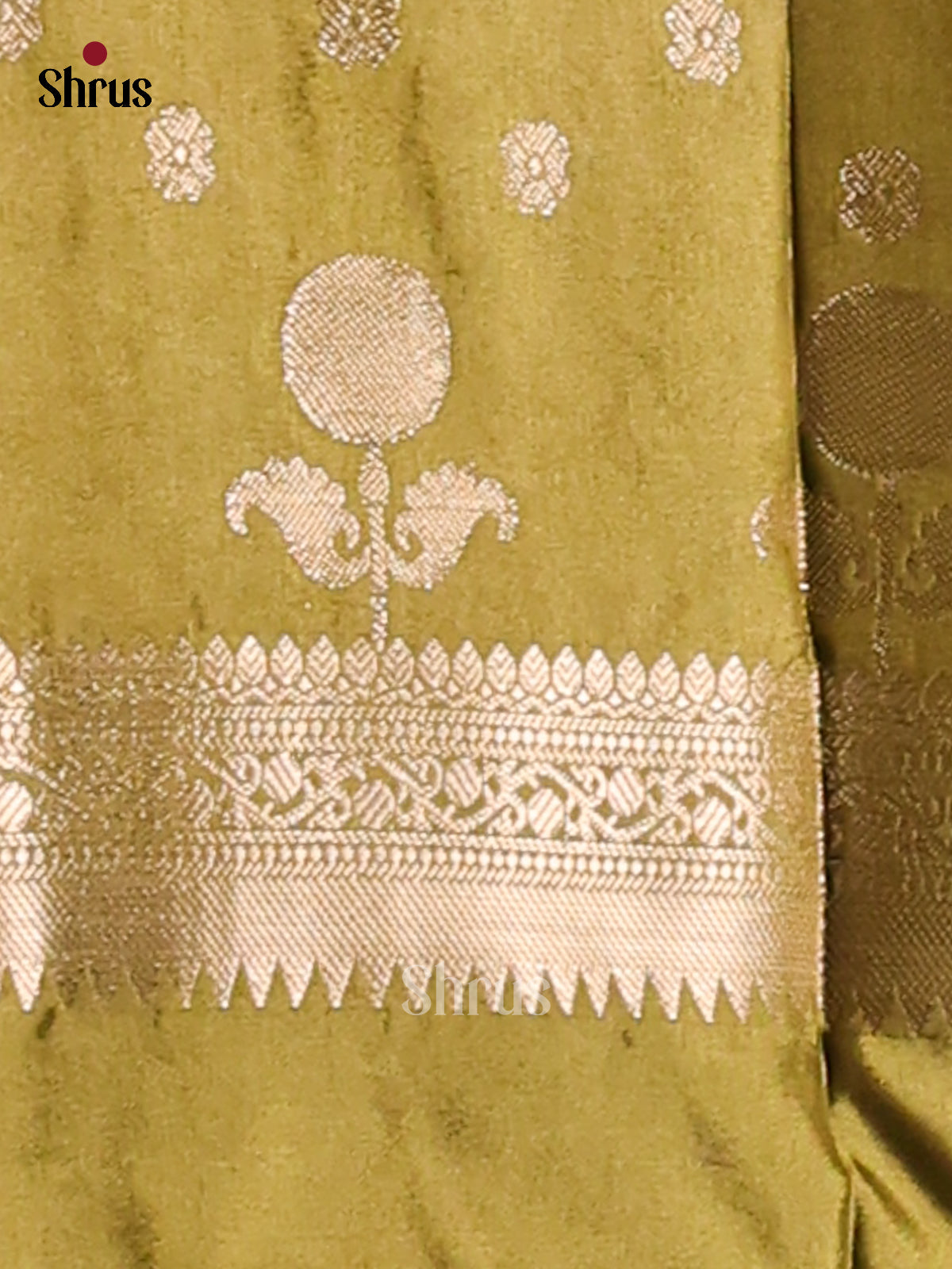 Olive Green - NorthSilk Cotton Saree - Shop on Shrus.com