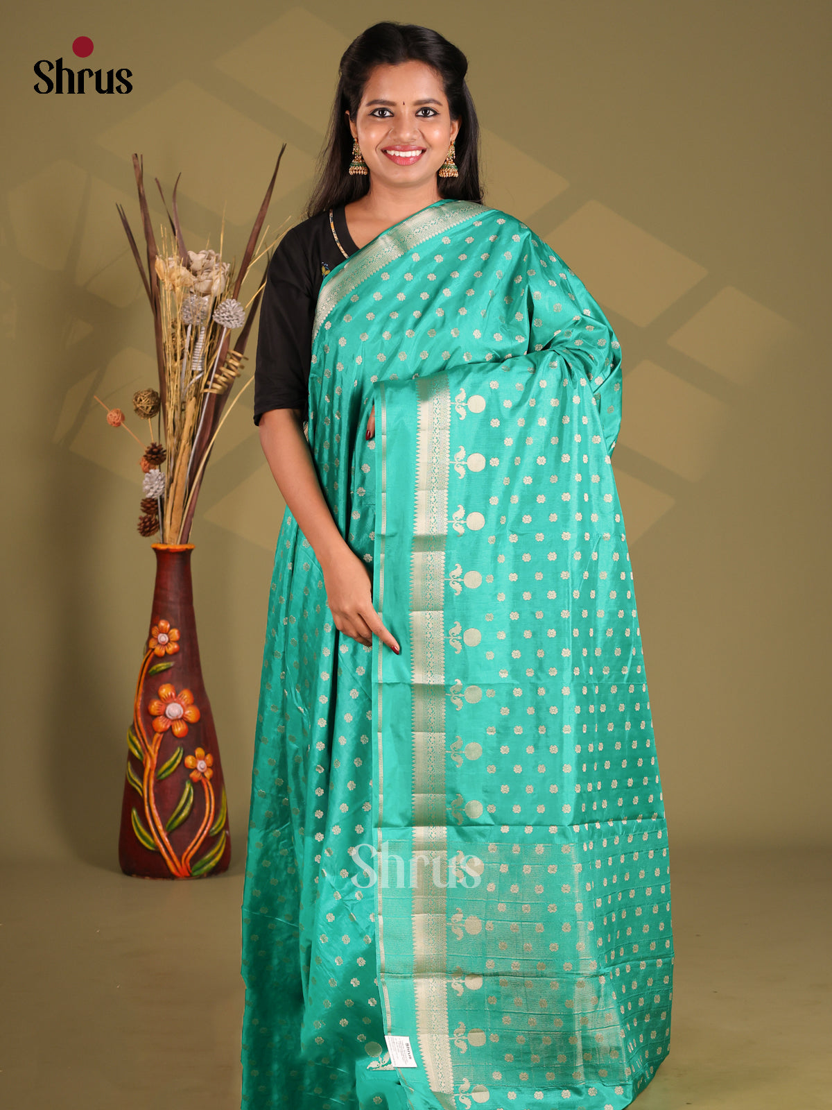 Teal - NorthSilk Cotton Saree - Shop on Shrus.com