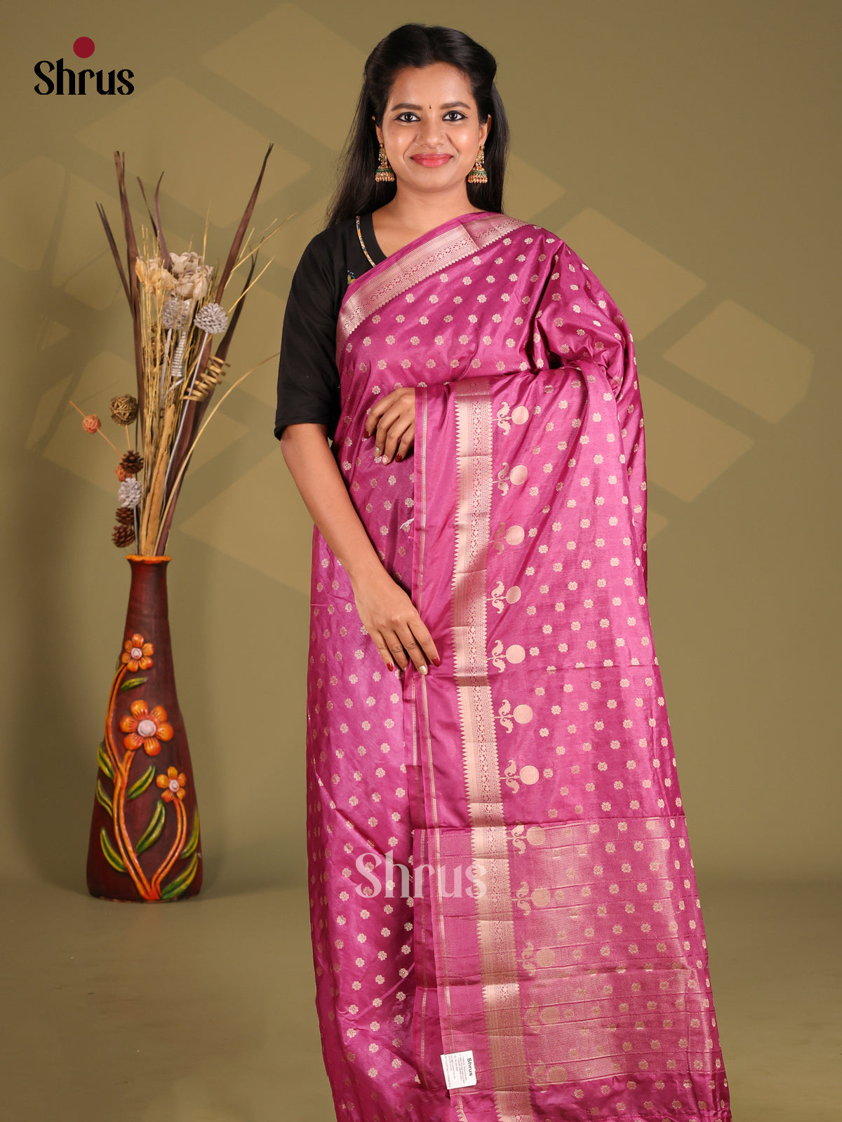 Pink - NorthSilk Cotton Saree - Shop on Shrus.com