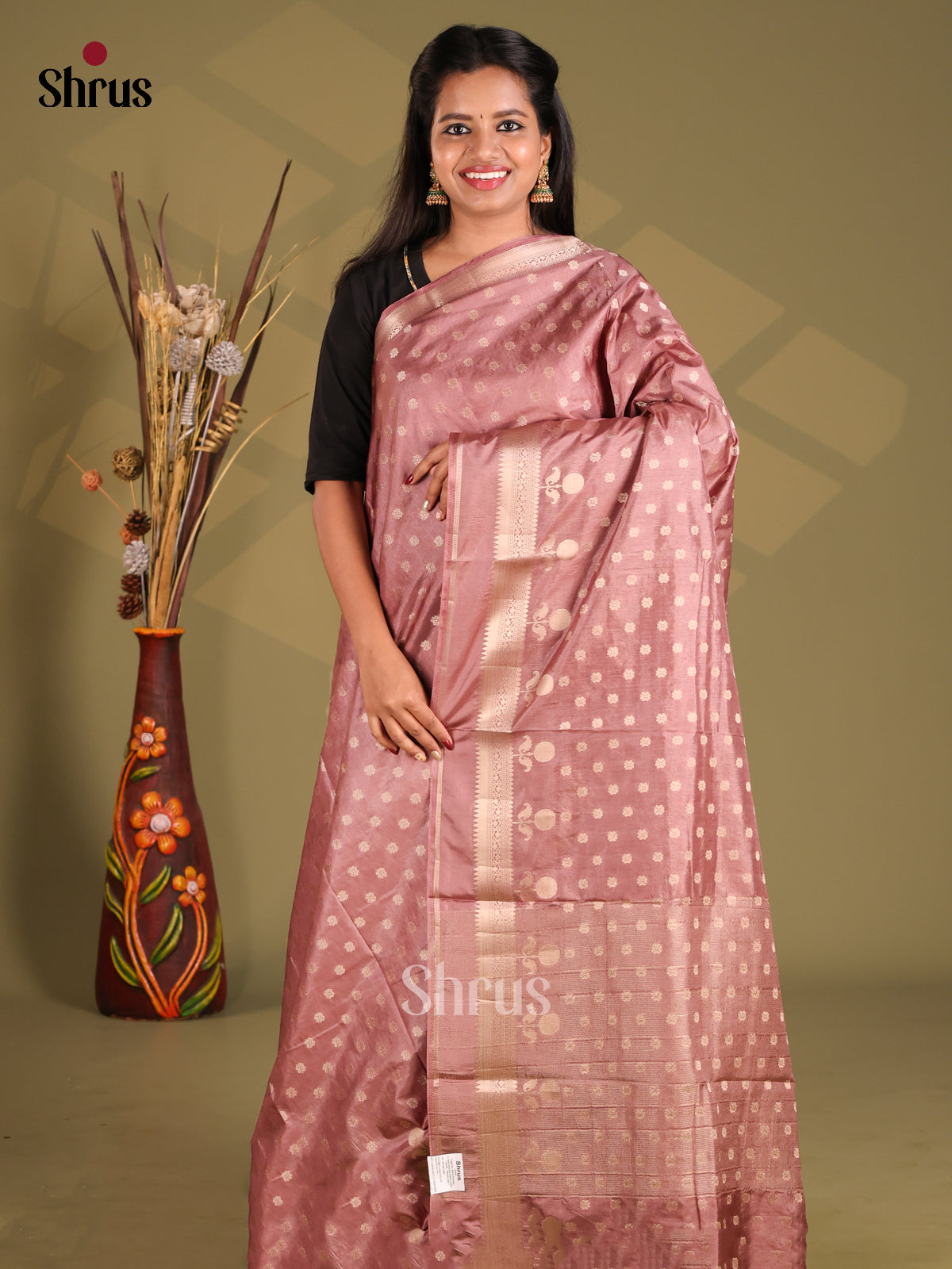Dusty Pink - NorthSilk Cotton Saree - Shop on Shrus.com