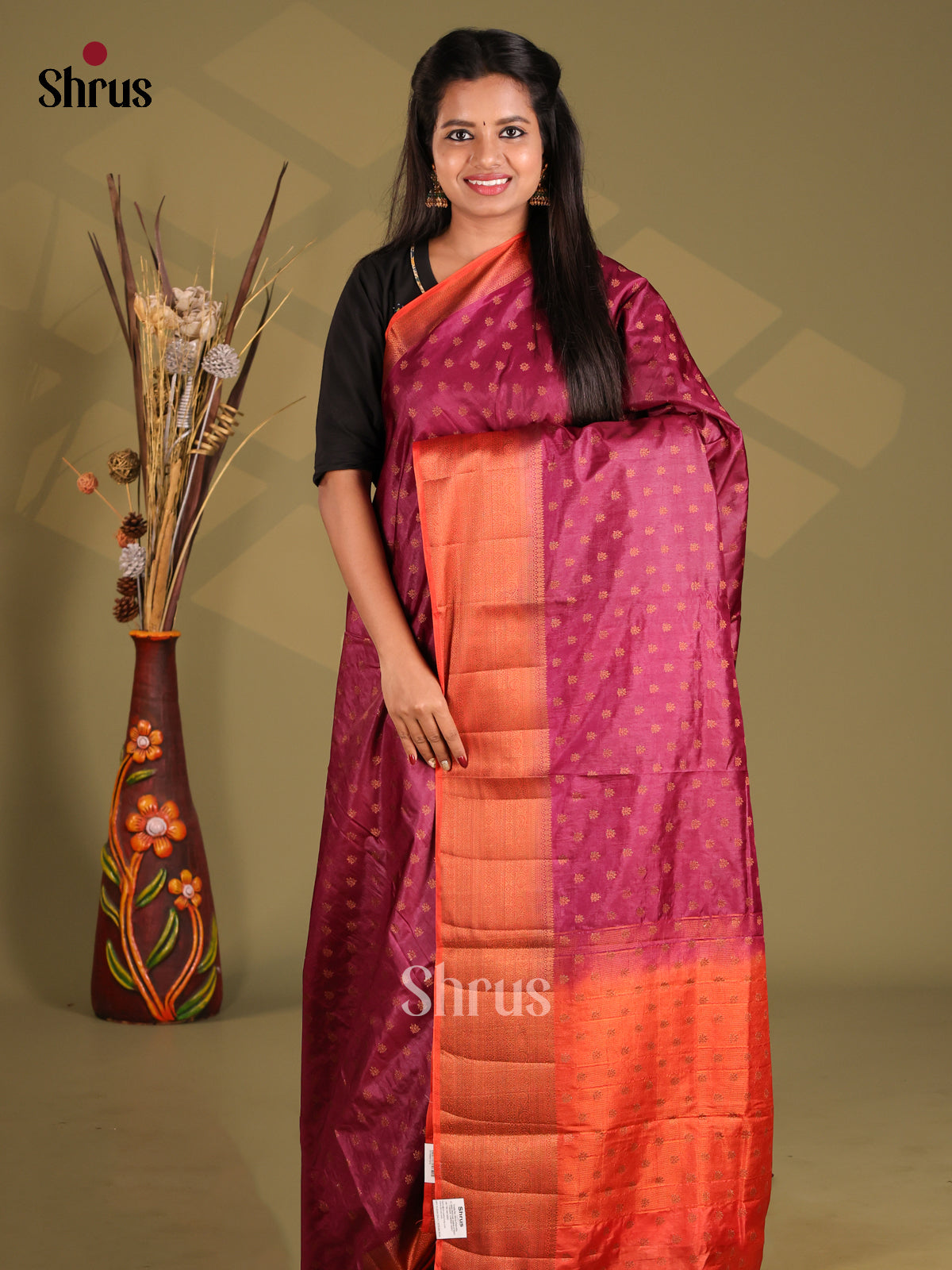Maroon & Red - NorthSilk Cotton Saree - Shop on Shrus.com