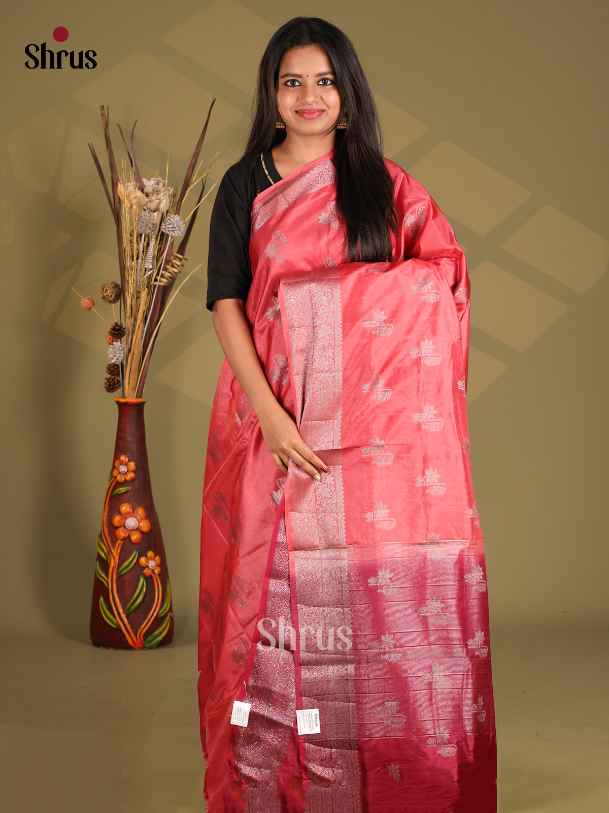 Red & Maroon - NorthSilk Cotton Saree - Shop on Shrus.com