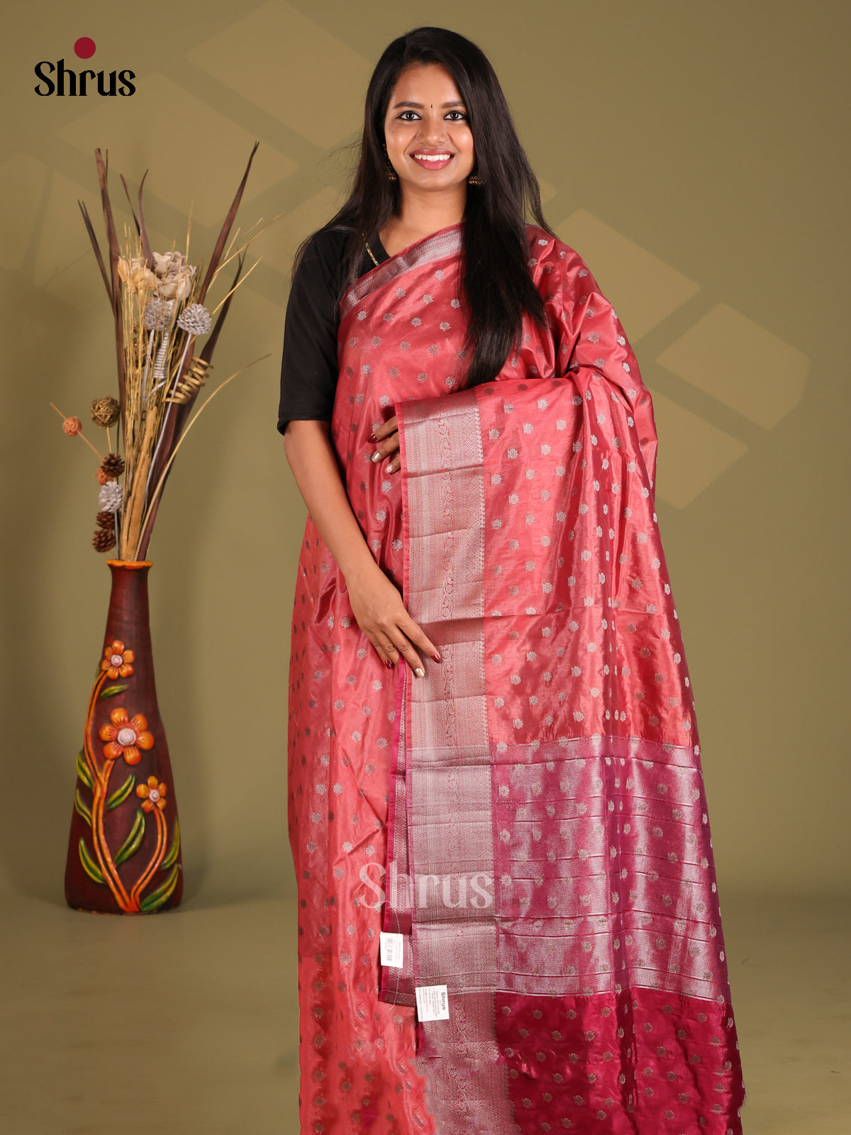 Red & Maroon - NorthSilk Cotton Saree - Shop on Shrus.com