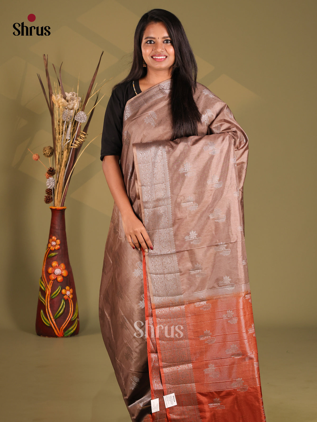 Brown & Rust - NorthSilk Cotton Saree