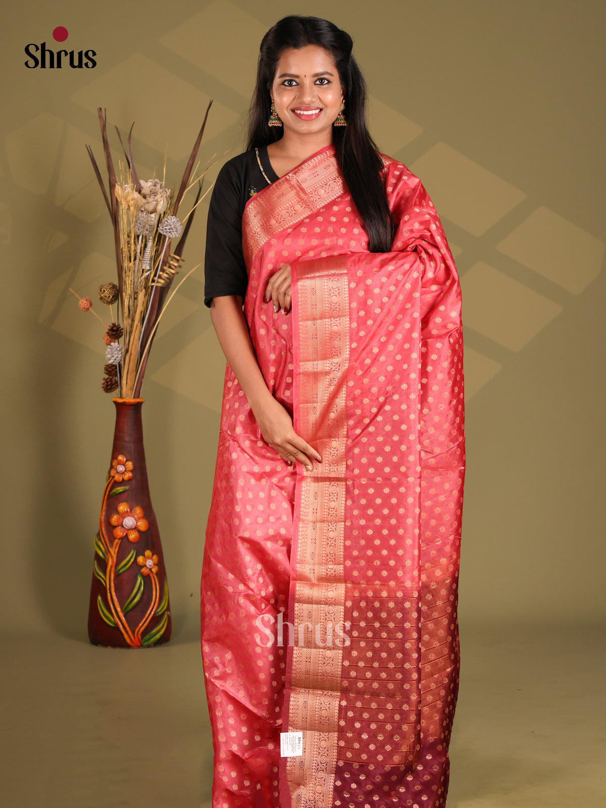 Pink & Maroon - NorthSilk Cotton Saree - Shop on Shrus.com