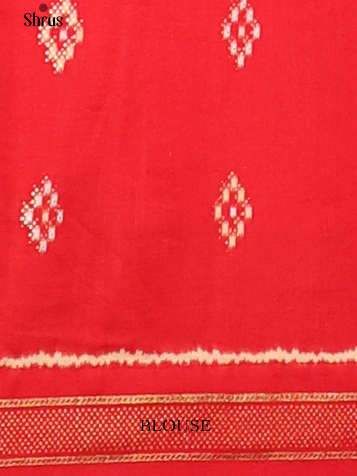 Cream & Red - Semi Ikkat Print Saree - Shop on Shrus.com