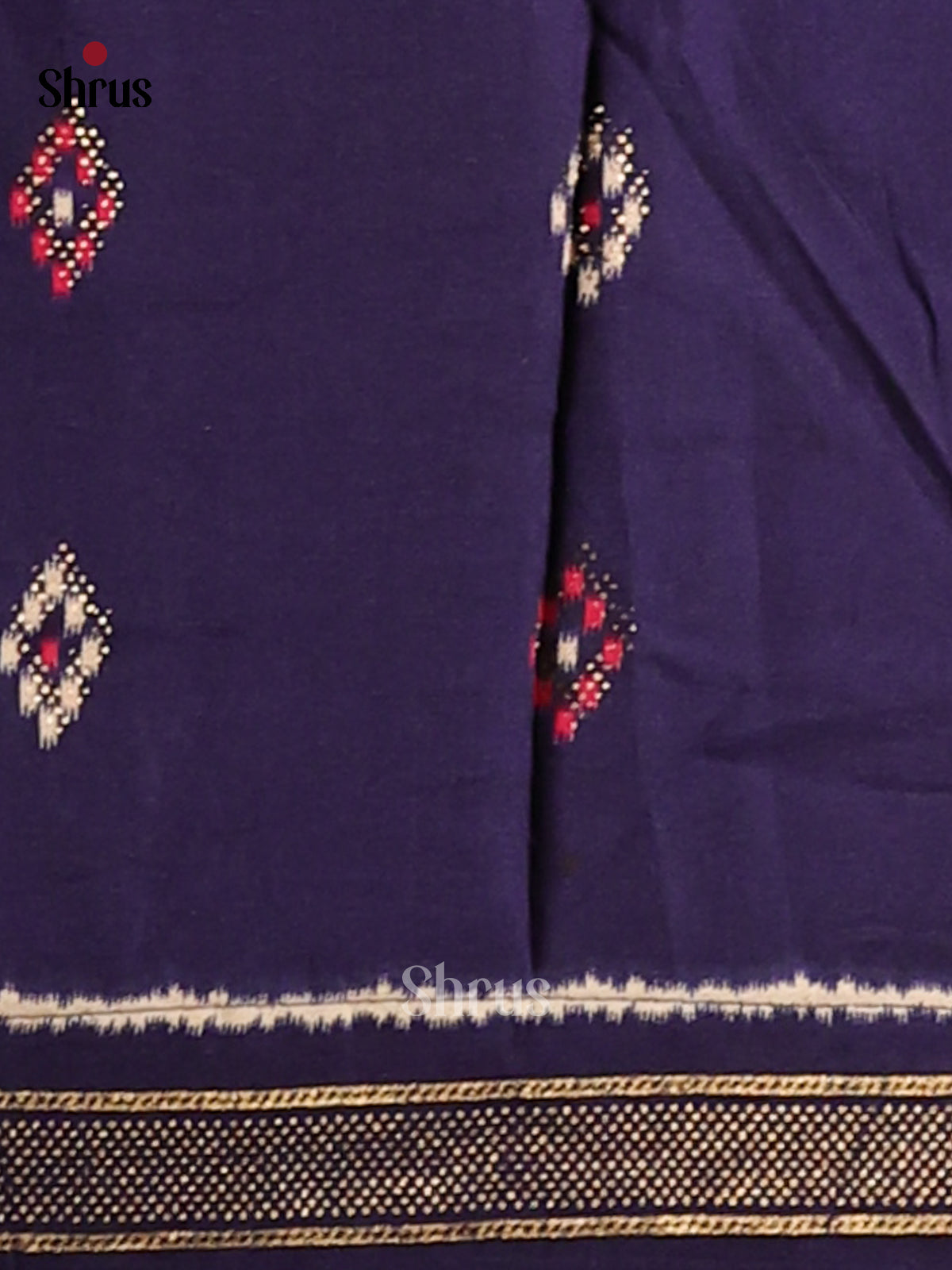 Pink & Blue - Semi Ikkat Print Saree - Shop on Shrus.com