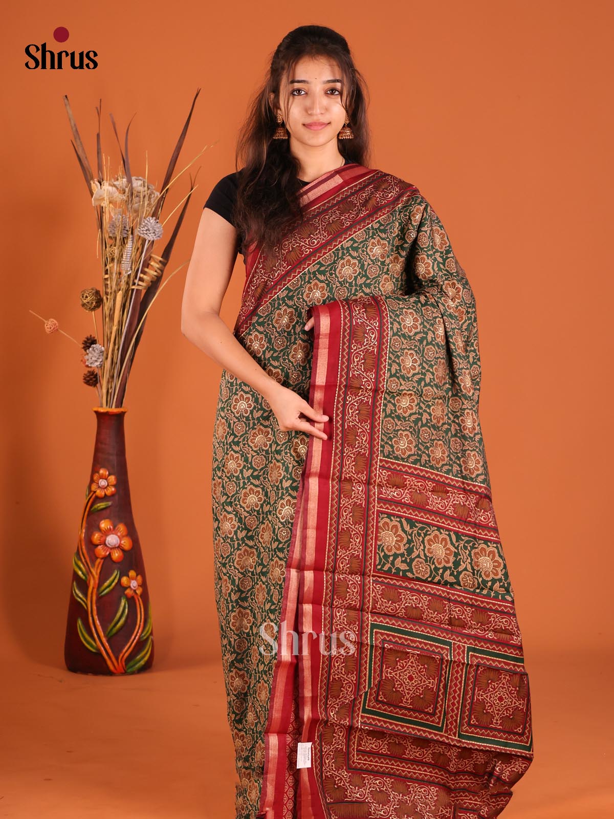 DFS14071 - Semi Chanderi Saree - Shop on Shrus.com