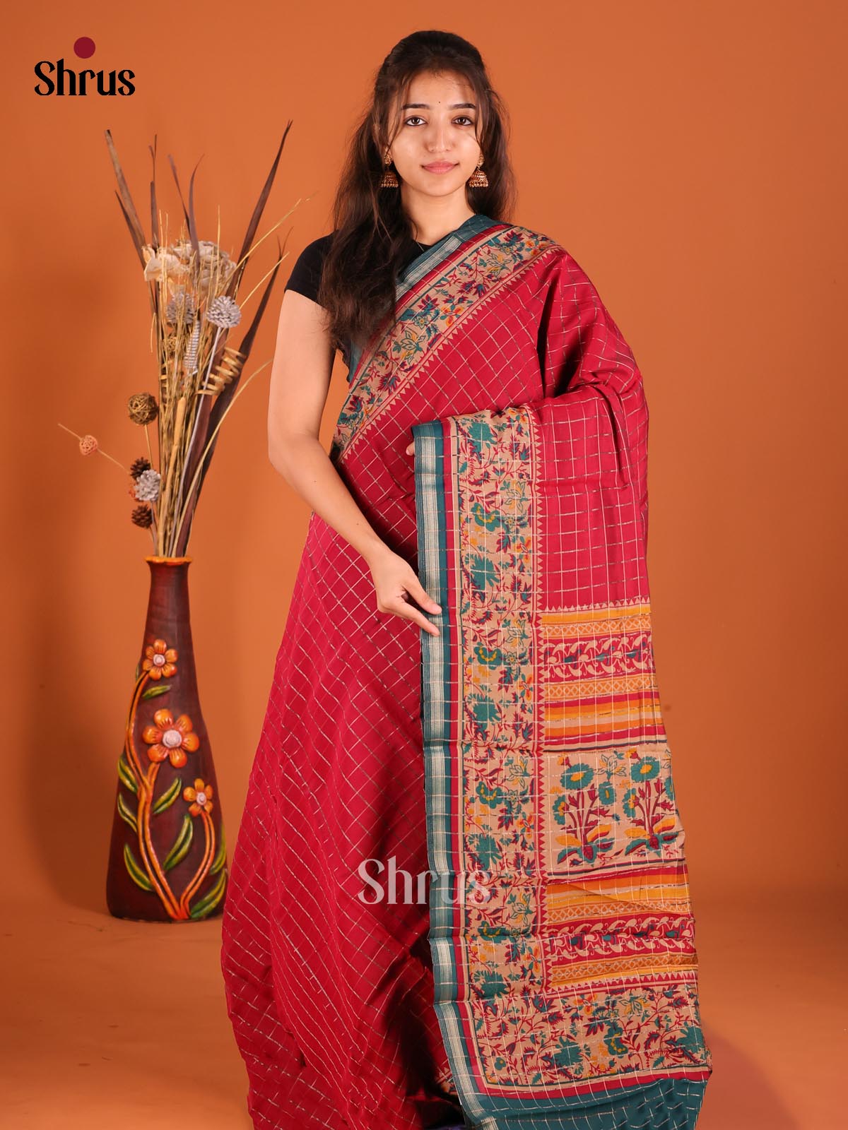 DFS14078 - Semi Chanderi Saree - Shop on Shrus.com