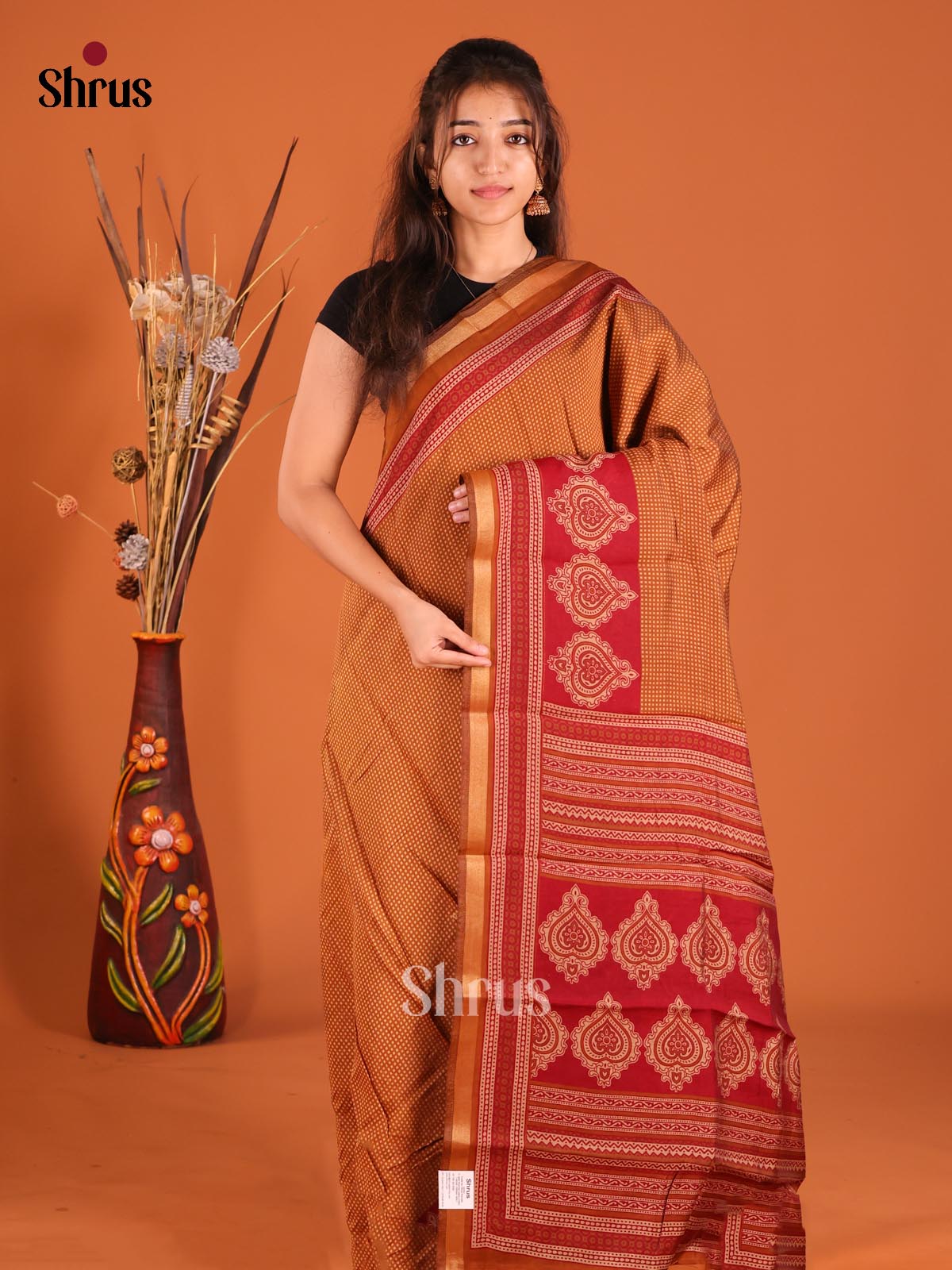 DFS14081 - Semi Chanderi Saree - Shop on Shrus.com