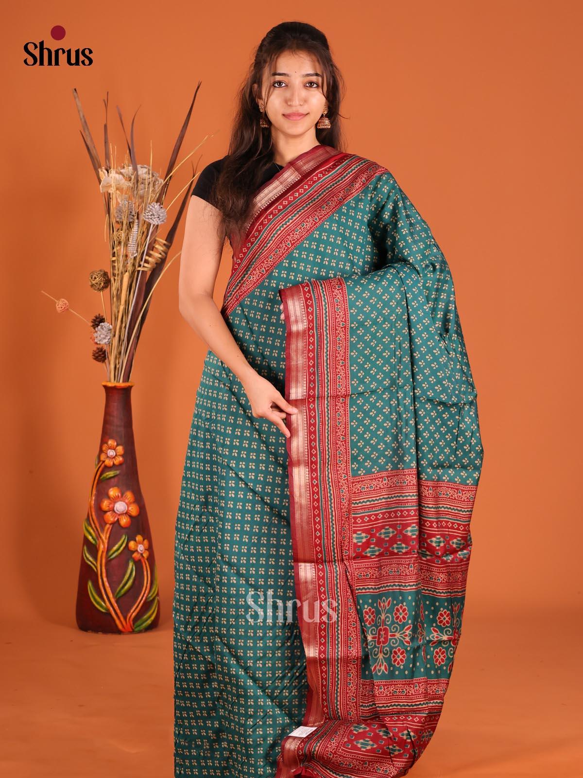 DFS14083 - Semi Chanderi Saree - Shop on Shrus.com