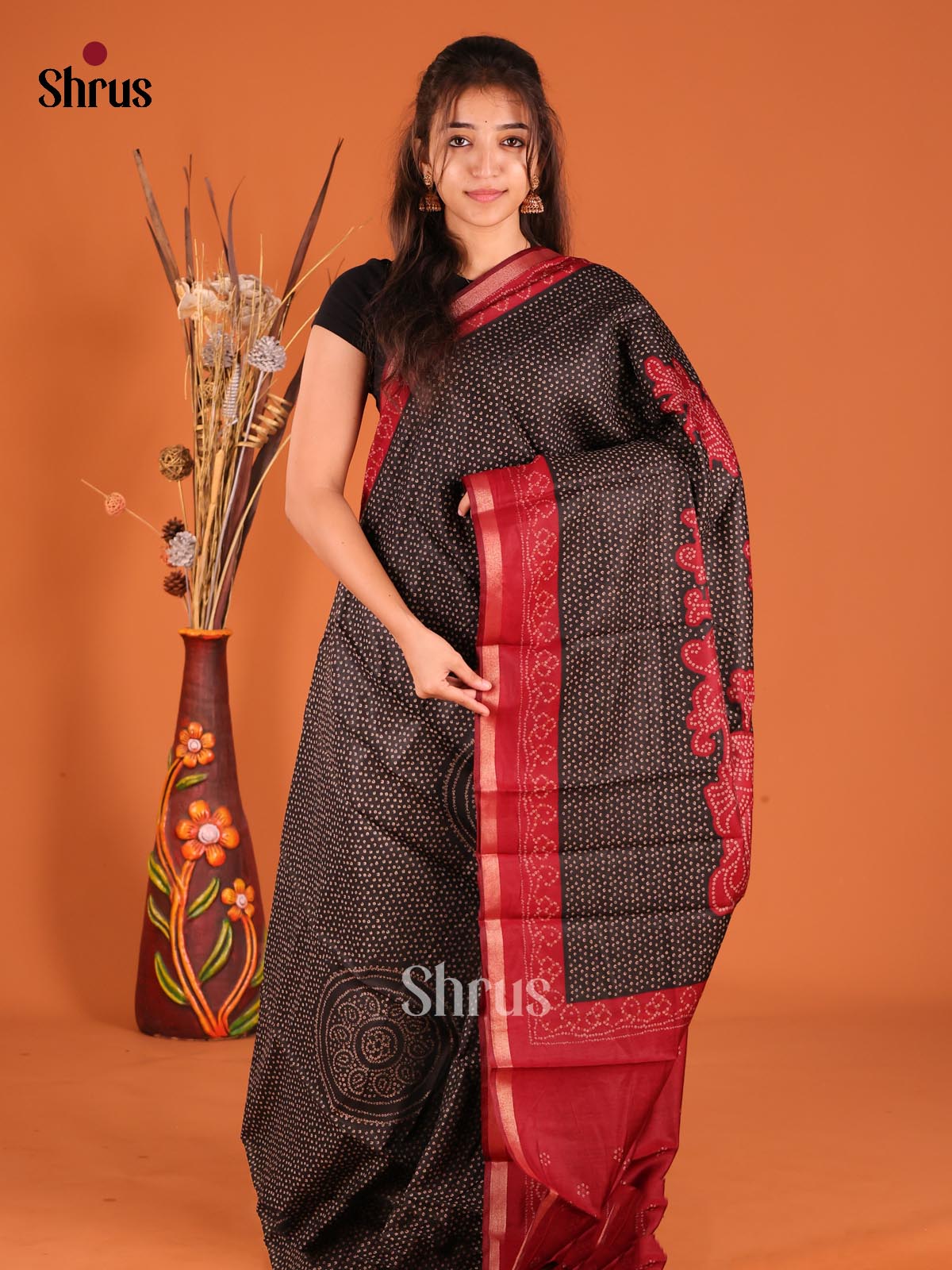 DFS14085 - Semi Chanderi Saree - Shop on Shrus.com