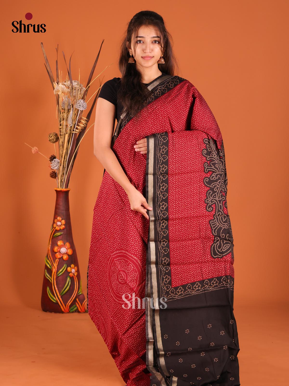 DFS14086 - Semi Chanderi Saree - Shop on Shrus.com