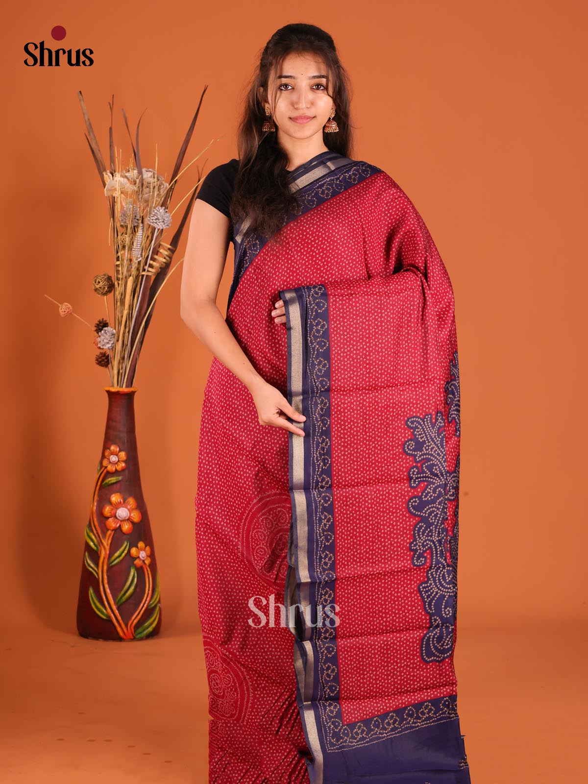 DFS14088 - Semi Chanderi Saree - Shop on Shrus.com