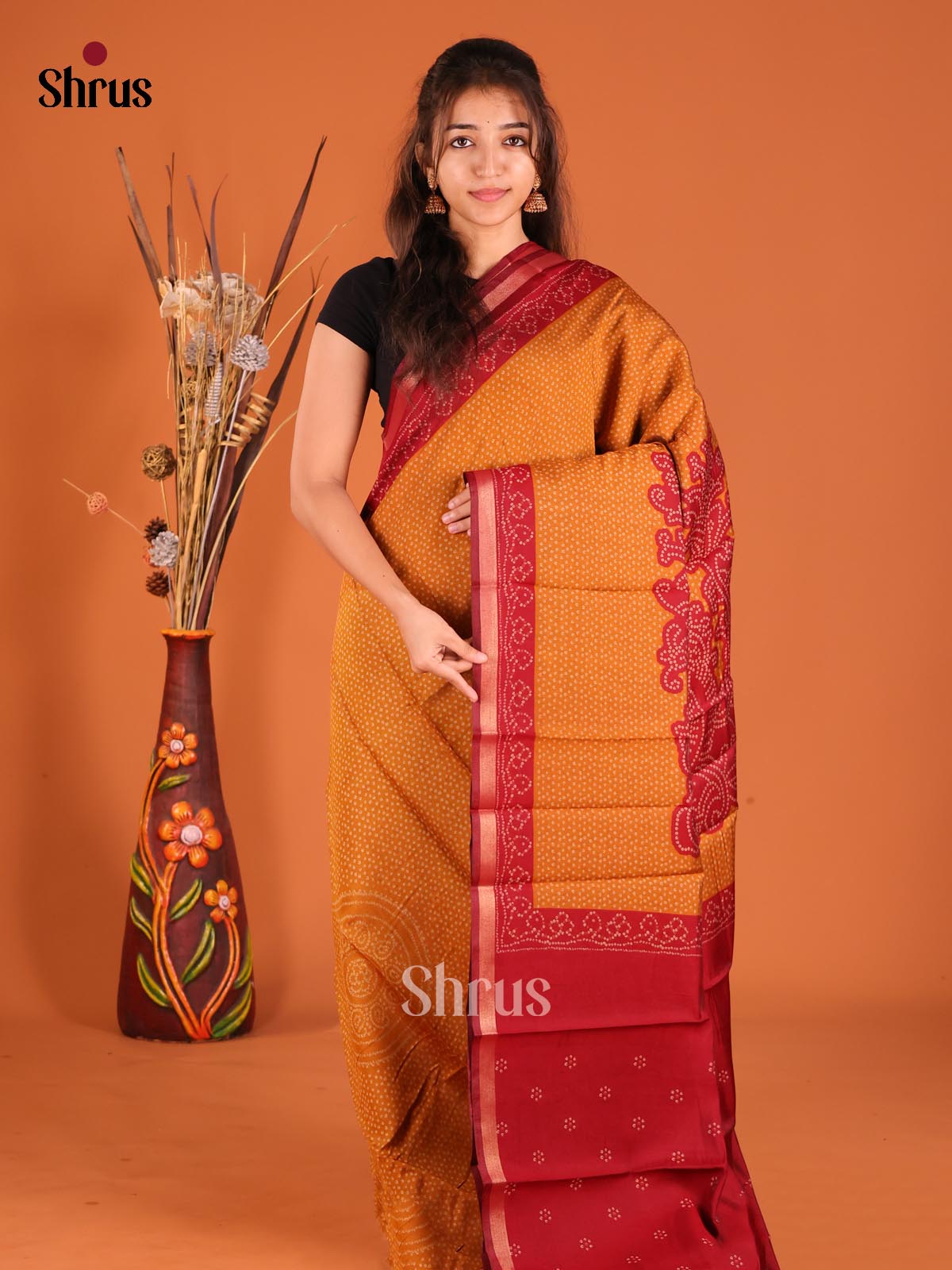 DFS14090 - Semi Chanderi Saree - Shop on Shrus.com