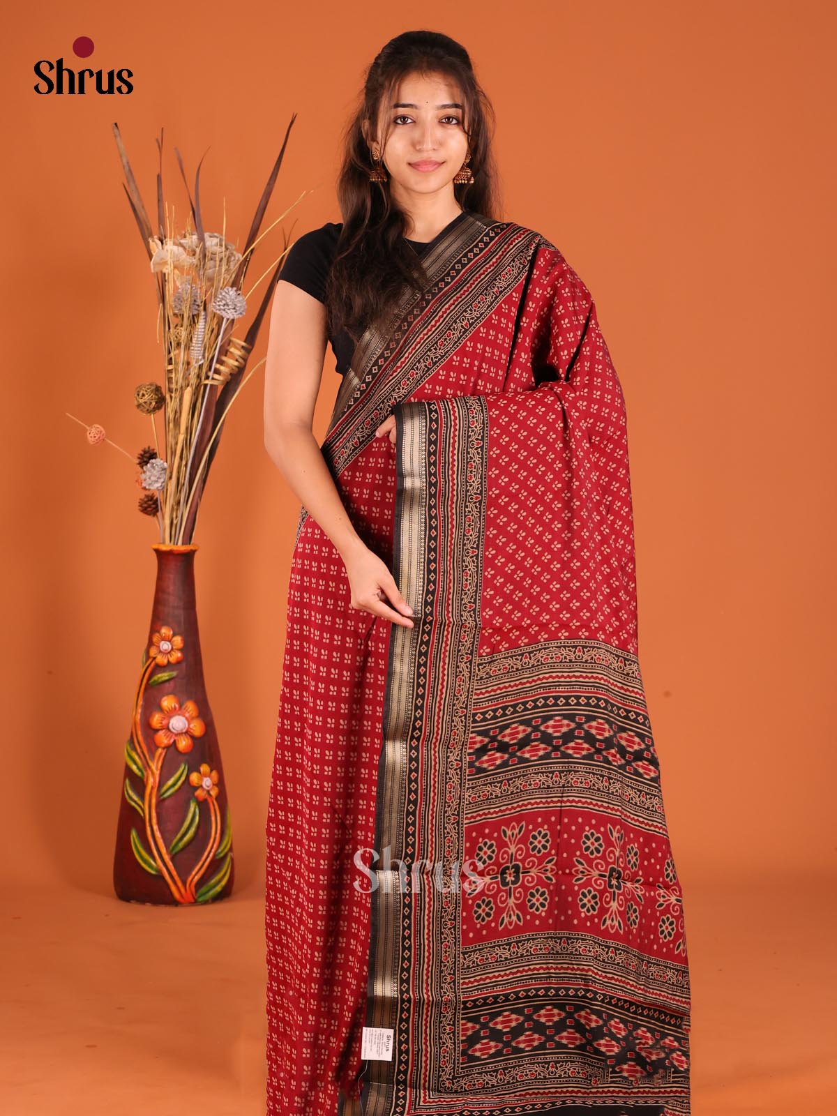DFS14092 - Semi Chanderi Saree - Shop on Shrus.com