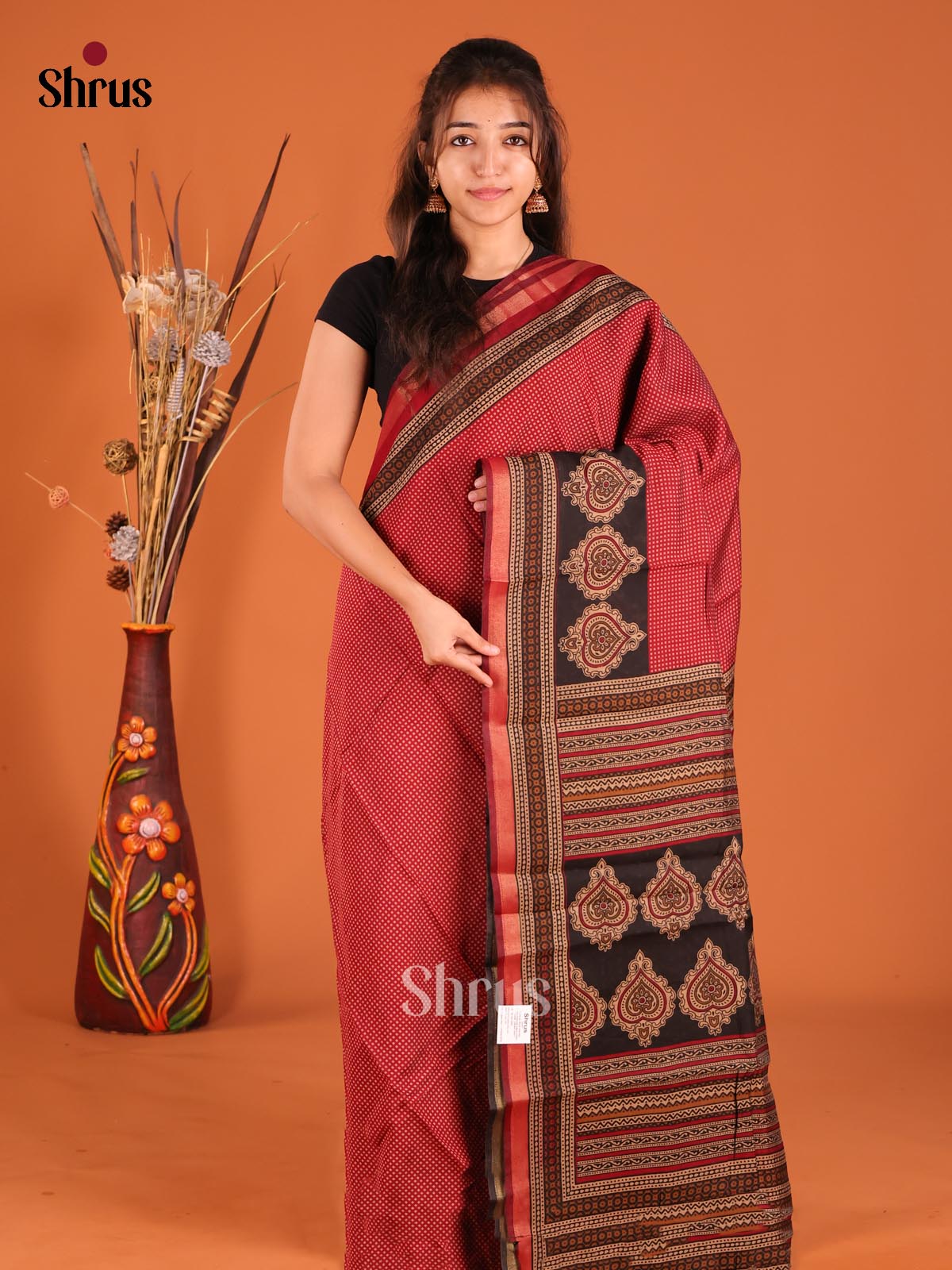 DFS14093 - Semi Chanderi Saree - Shop on Shrus.com