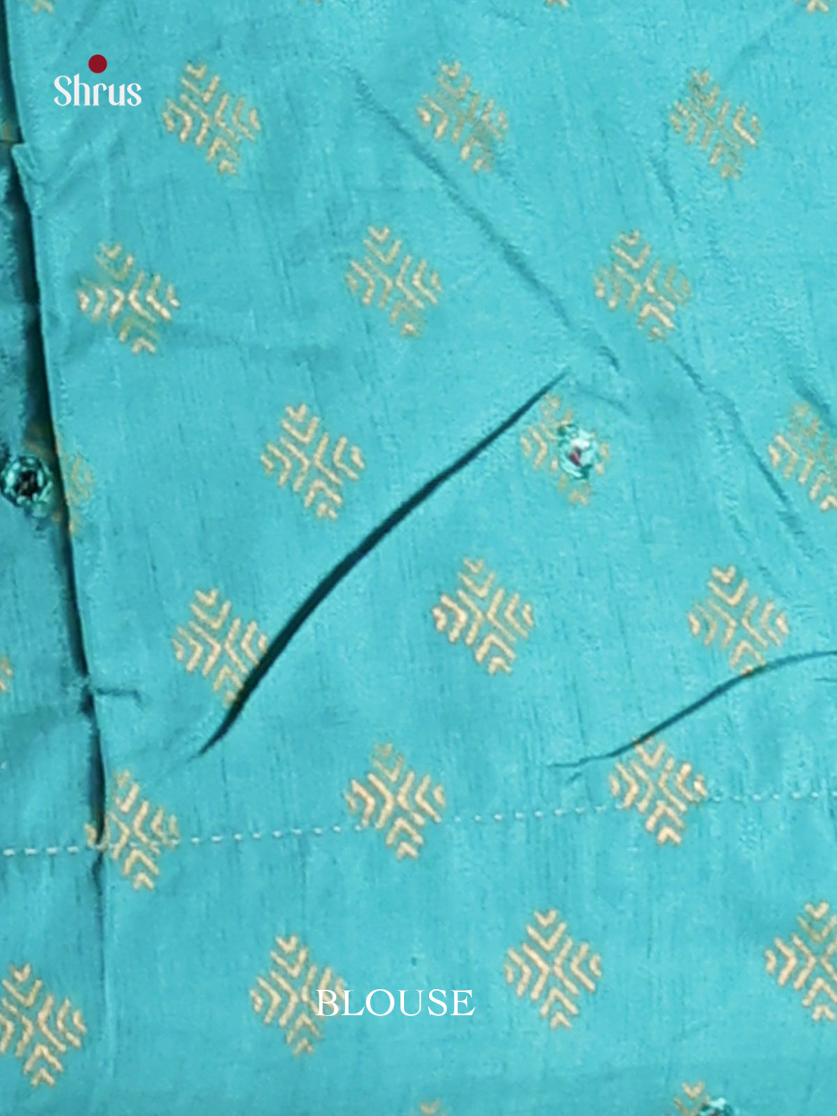 Teal Blue - Semi Banarasi Saree - Shop on Shrus.com