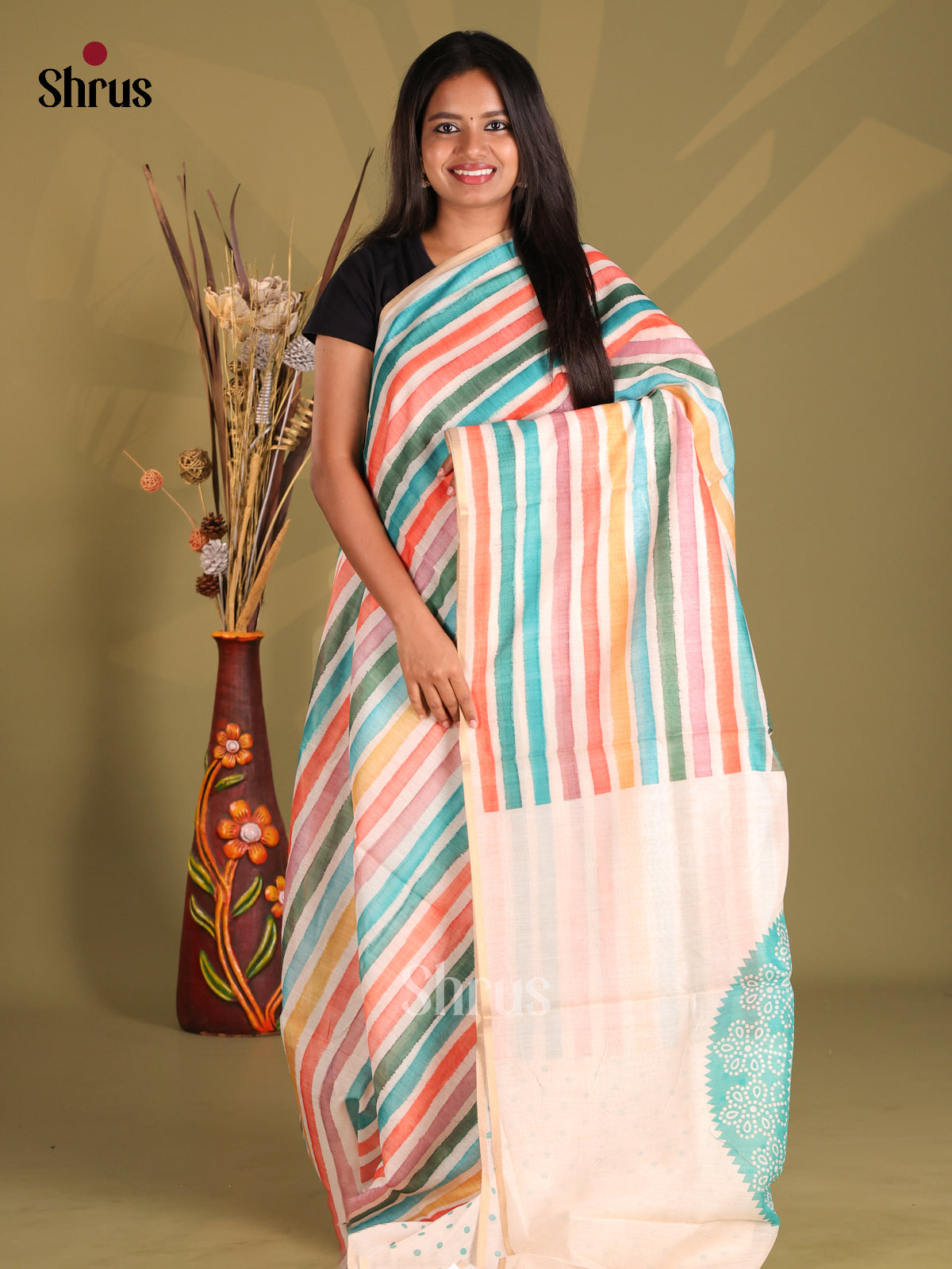 DFS14103 - Semi Maheshwari Print Saree