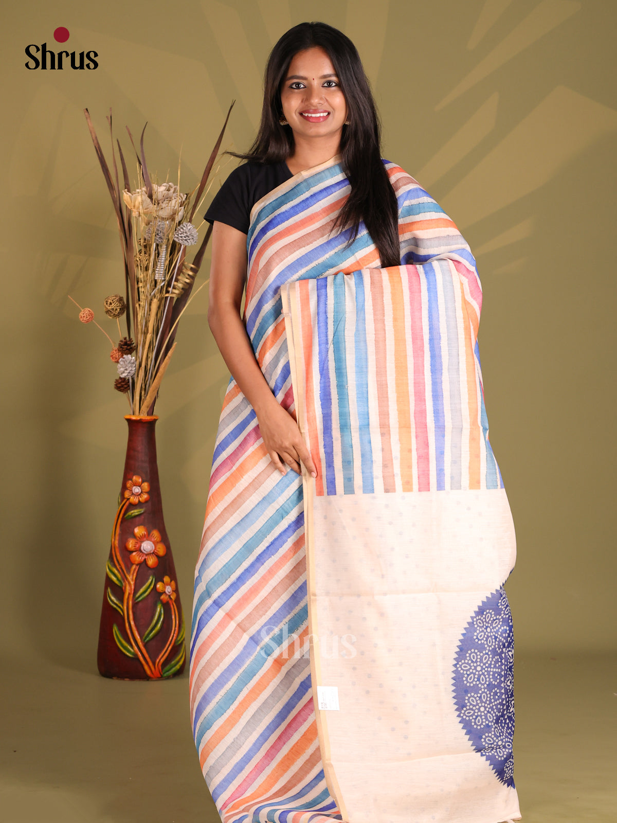 DFS14104 - Semi Maheshwari Print Saree