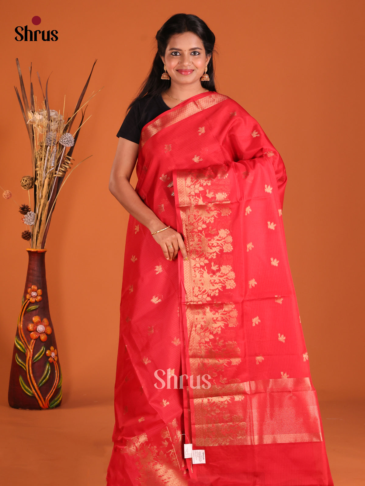 Red - Semi Kota Saree - Shop on Shrus.com