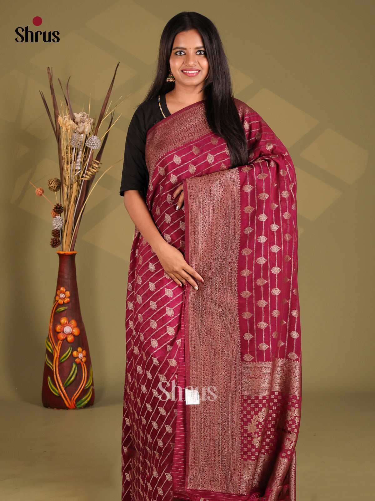 Maroon - Semi Georgette Saree