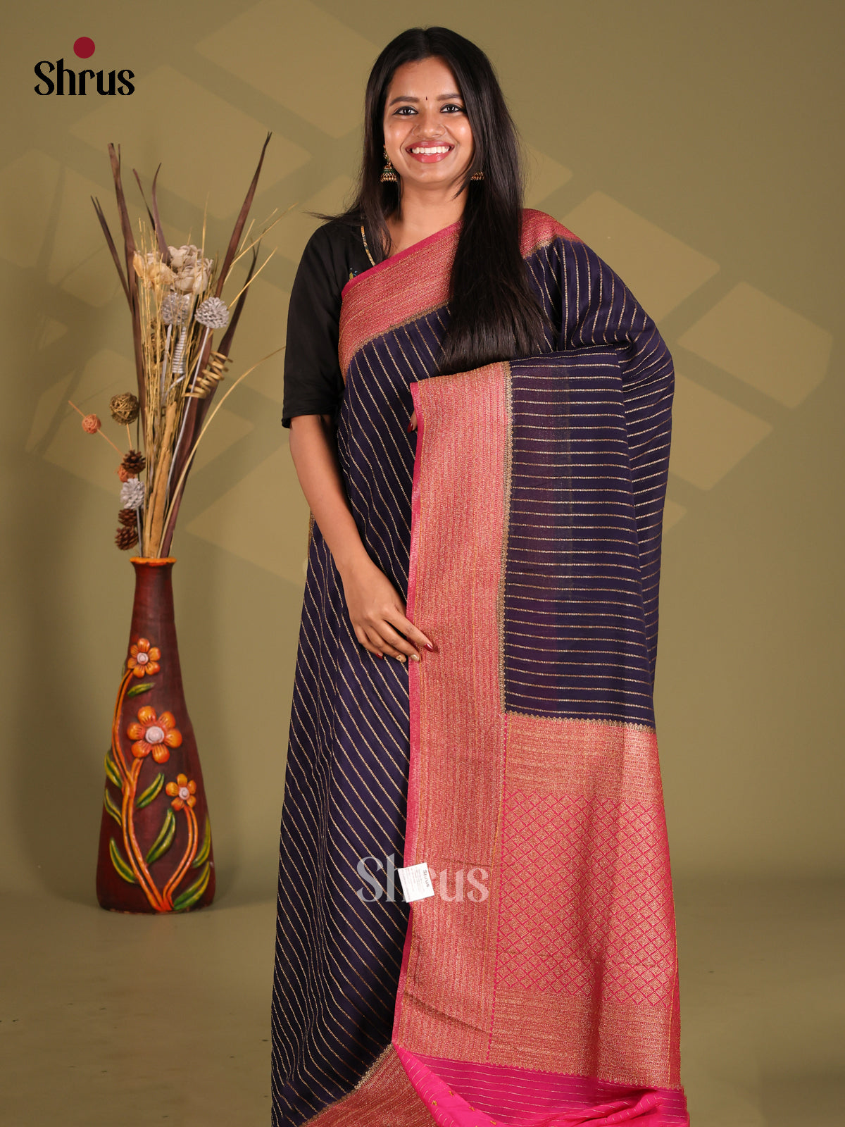 Blue & Pink- Semi Georgette Saree