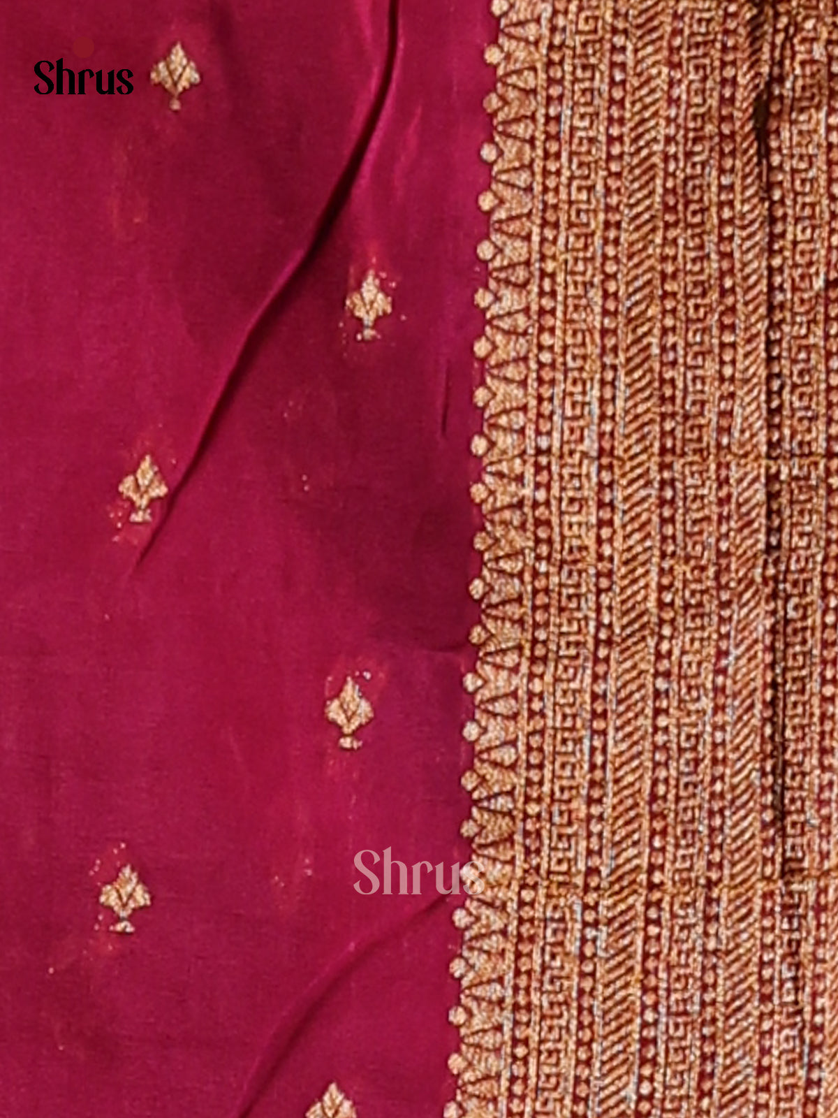 Pink & Maroon- Semi Georgette Saree - Shop on Shrus.com
