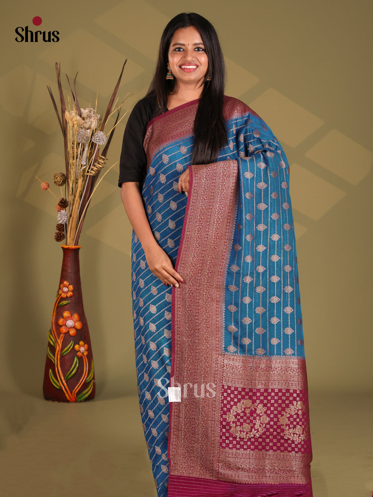 Blue & Purple- Semi Georgette Saree
