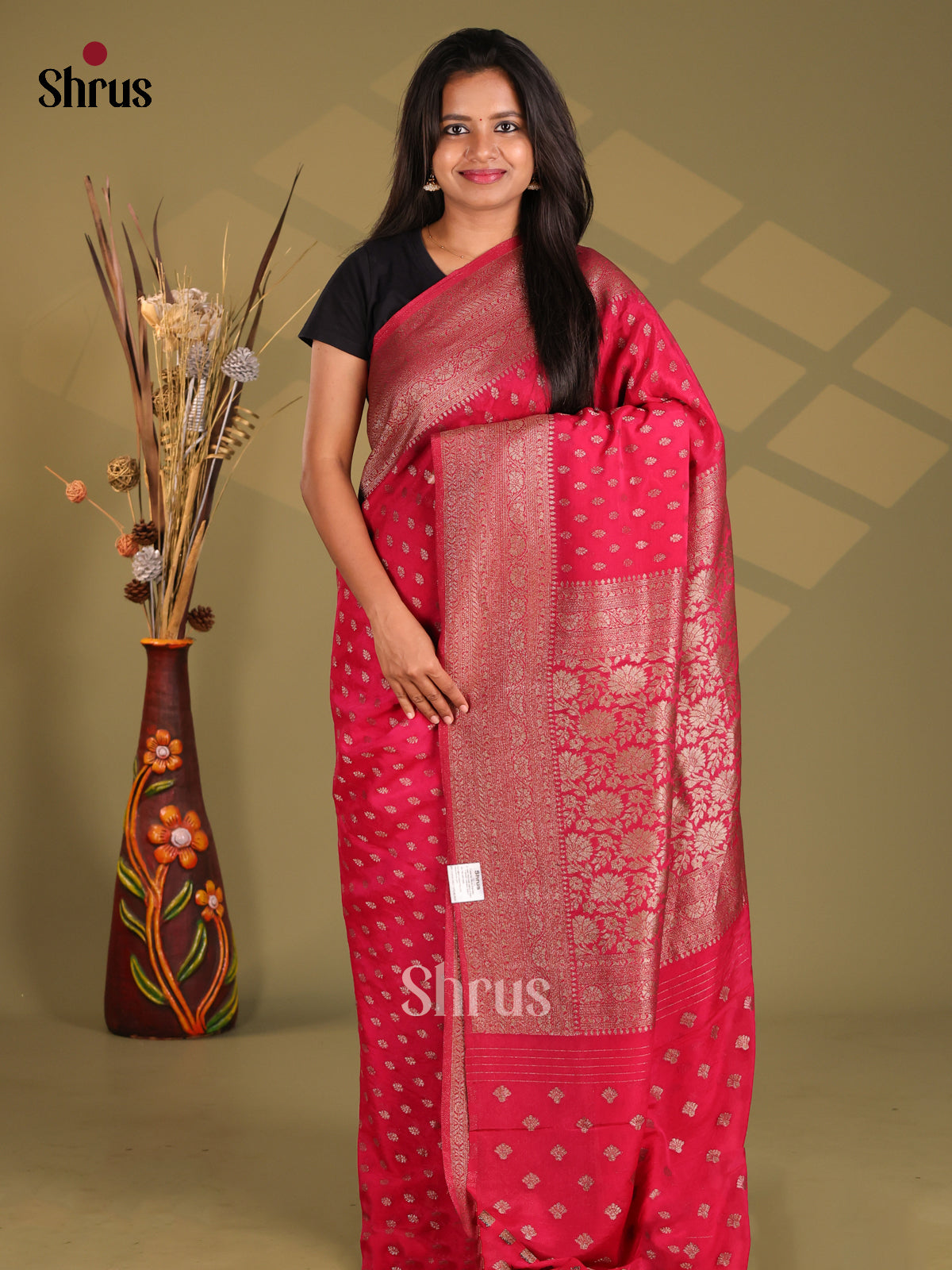 Red - Semi Georgette Saree