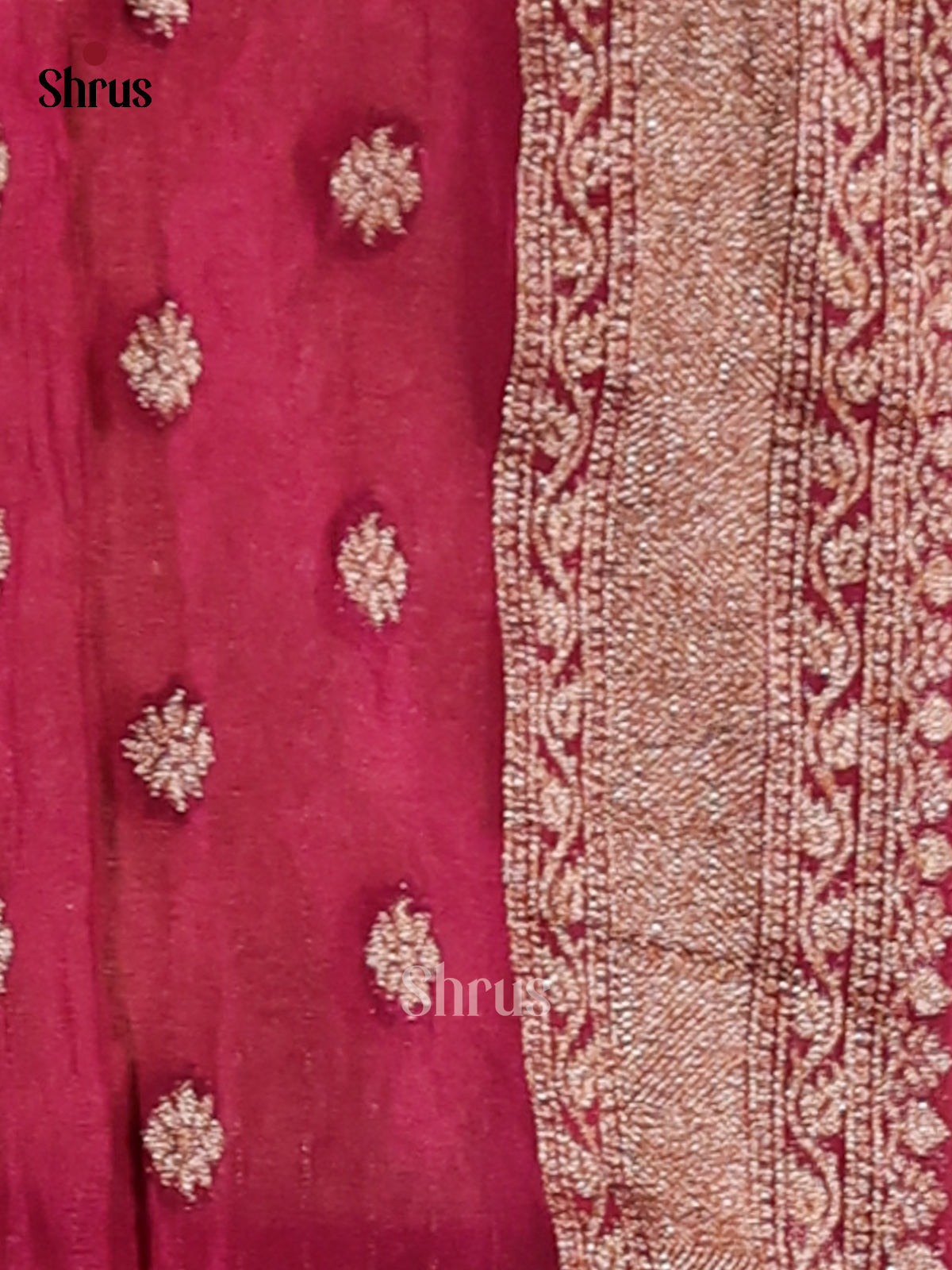 Cream & Maroon - Semi Georgette Saree