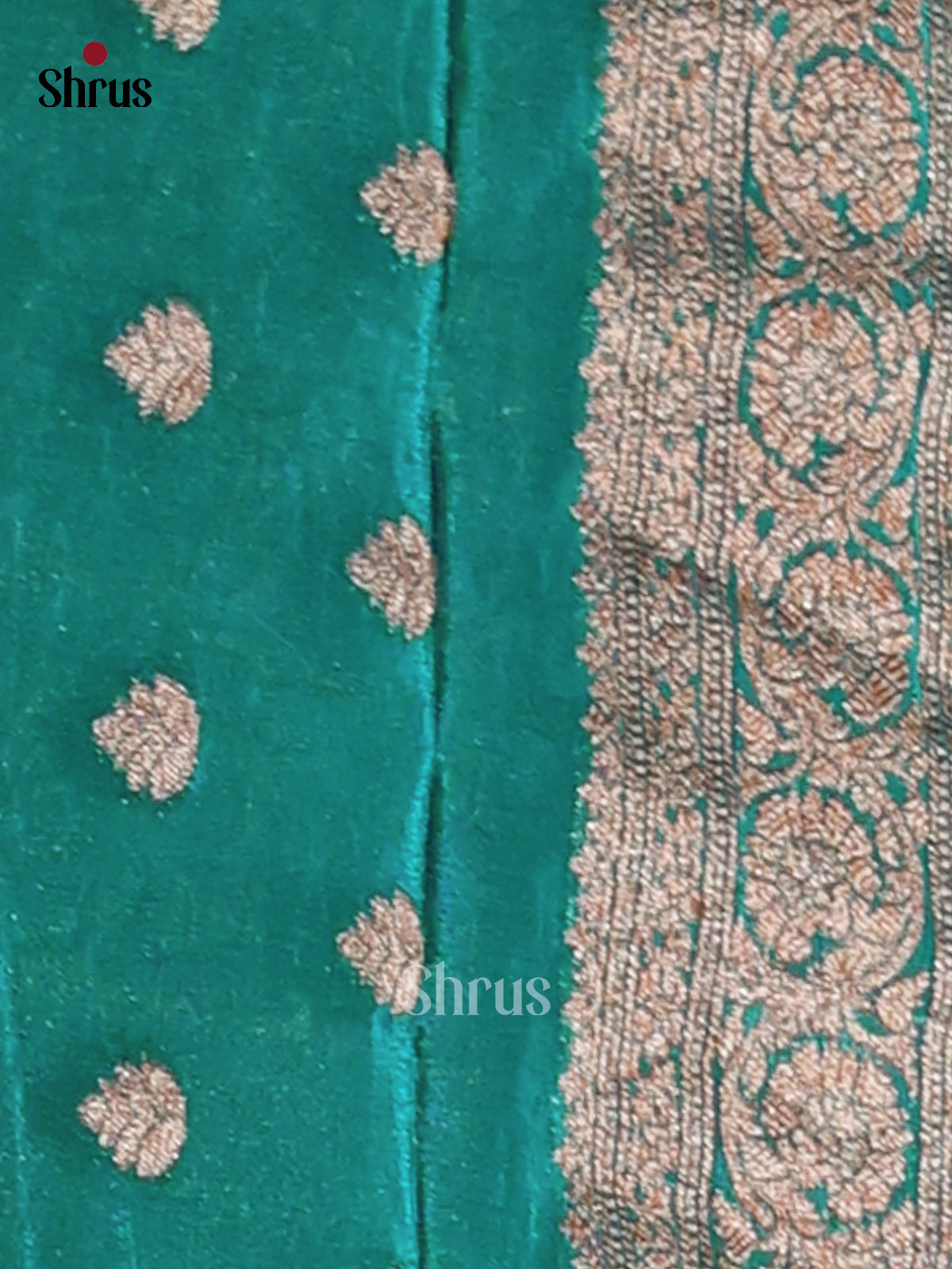 Teal Green(Single Tone) - Semi Georgette Saree - Shop on Shrus.com