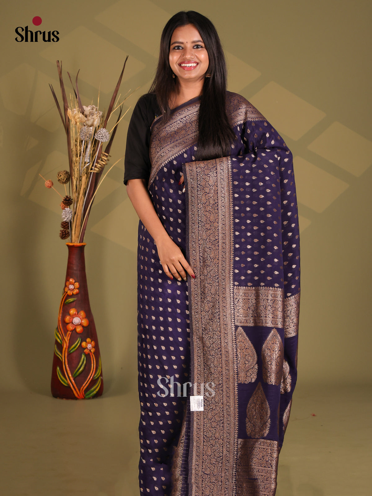 Blue(Single Tone) - Semi Georgette Saree