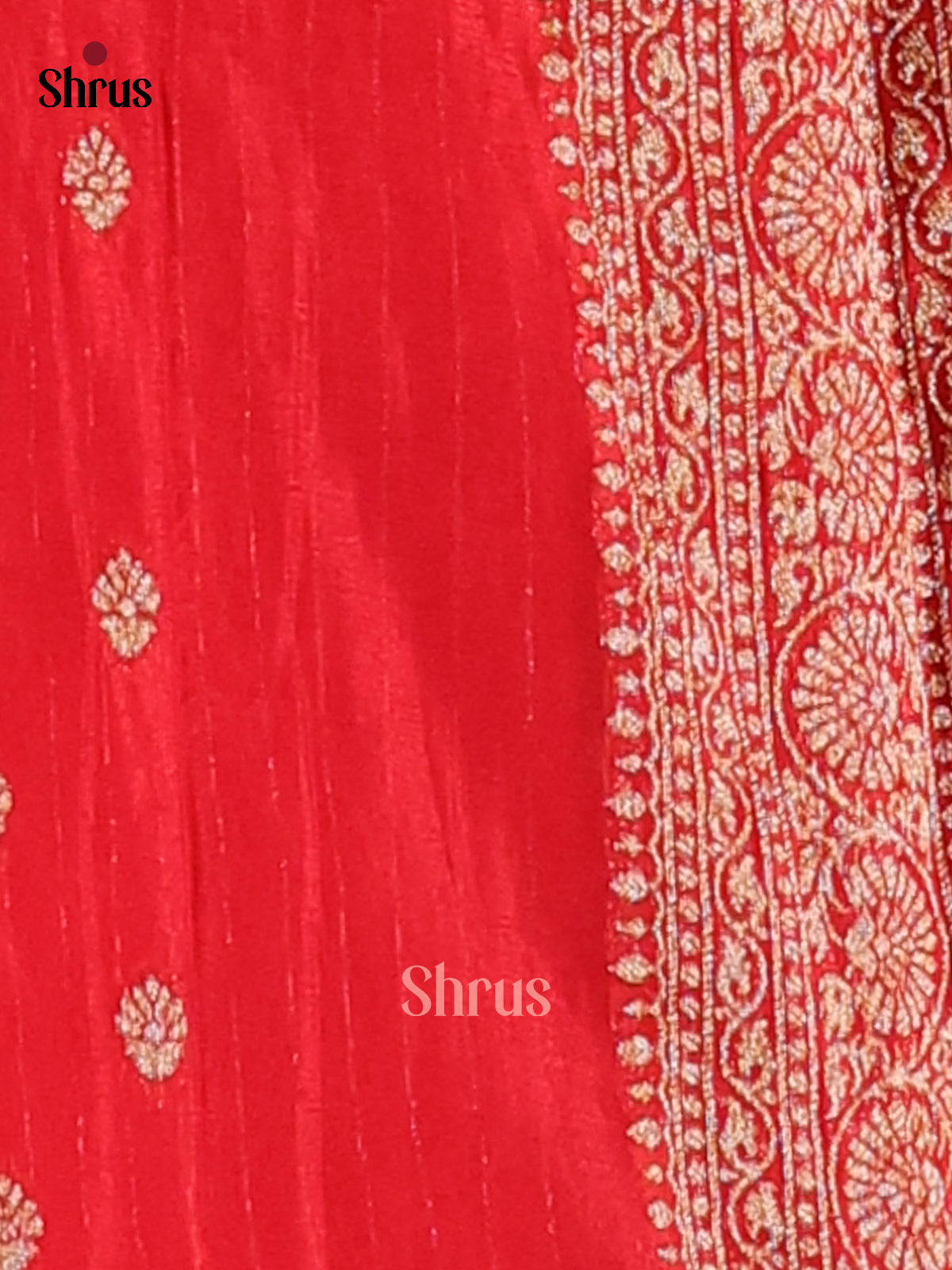 Red - Semi Georgette Saree - Shop on Shrus.com