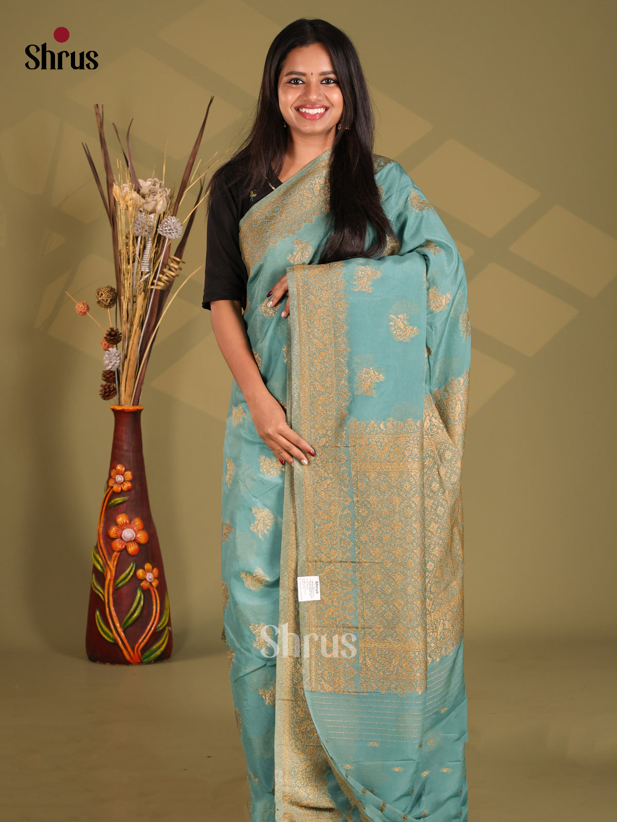 Pastel Blue - Semi Georgette Saree