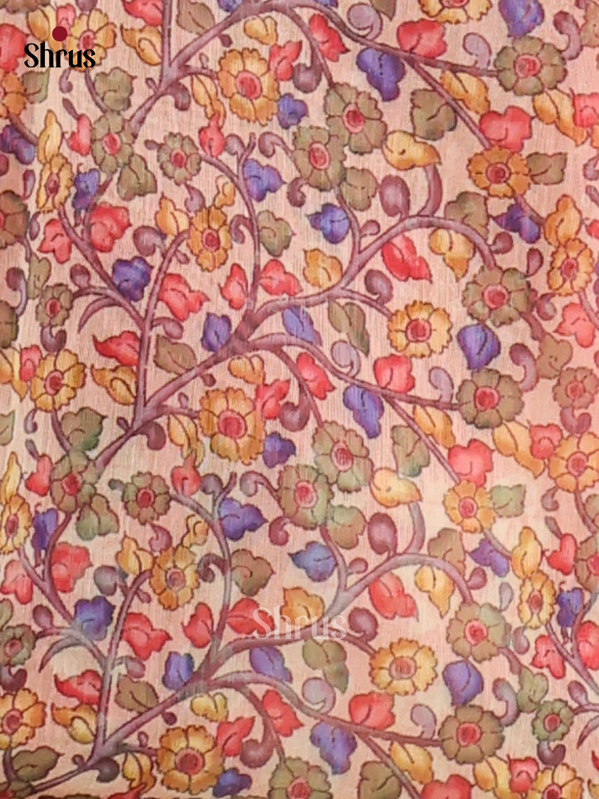 Pink & Beige - Semi Maheswari saree - Shop on Shrus.com