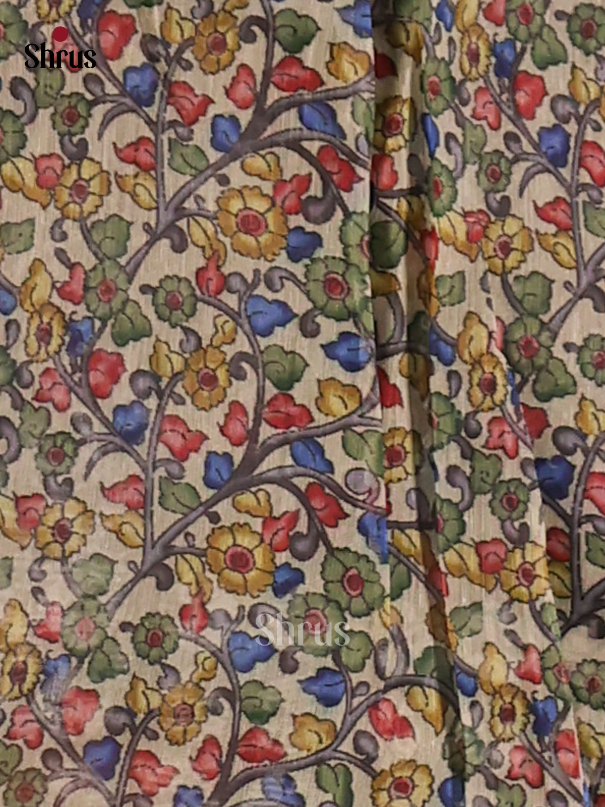 Black & Cream - Semi Maheswari saree