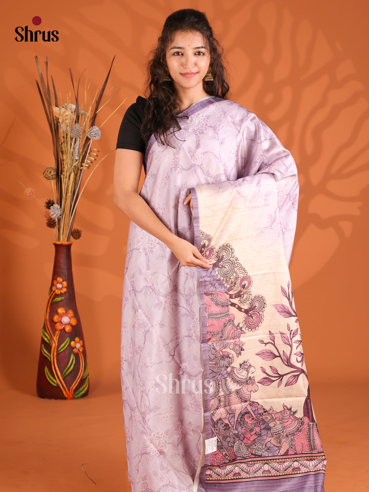 Lavender - Butter silk Saree - Shop on Shrus.com