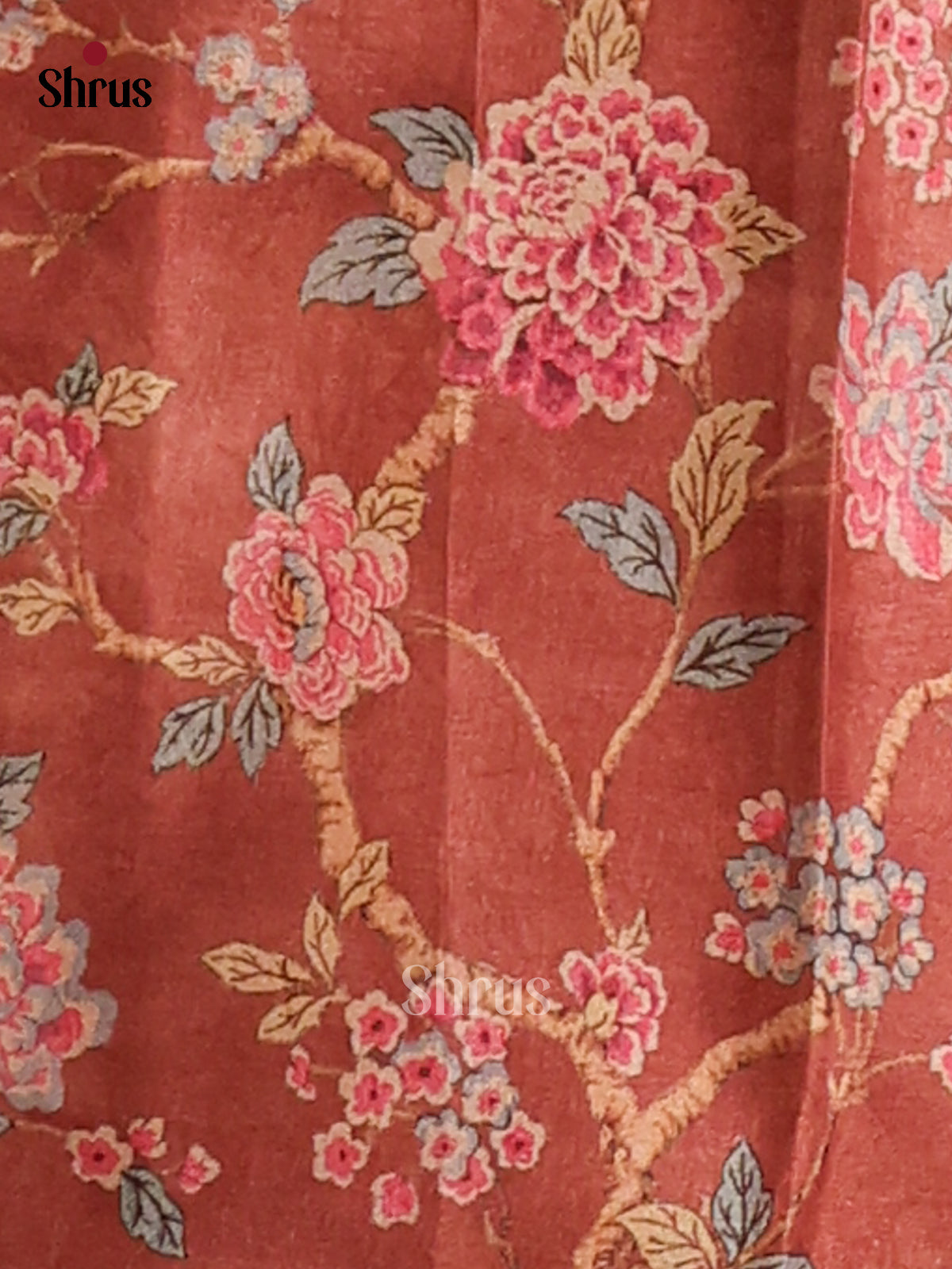 Pink & Brown- Butter silk Saree - Shop on Shrus.com
