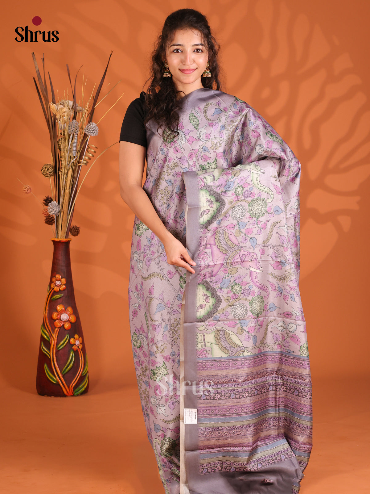 Lavender- Butter silk Saree - Shop on Shrus.com