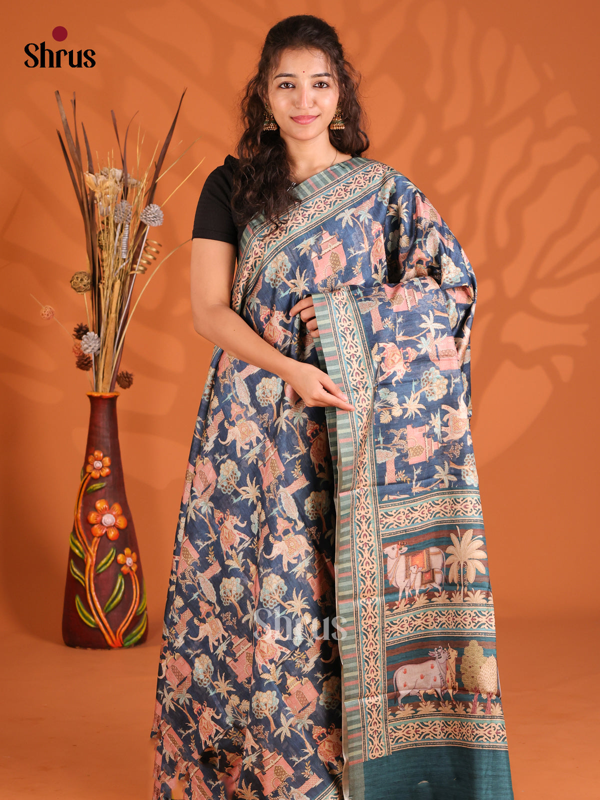 Blue - Butter silk Saree