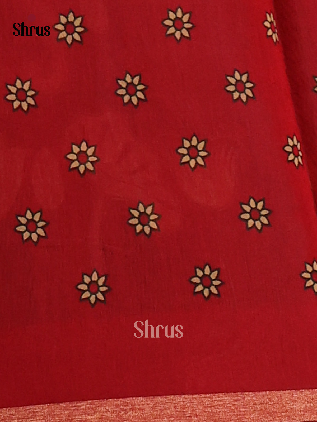 Green & Red - Semi Maheshwari Saree - Shop on Shrus.com
