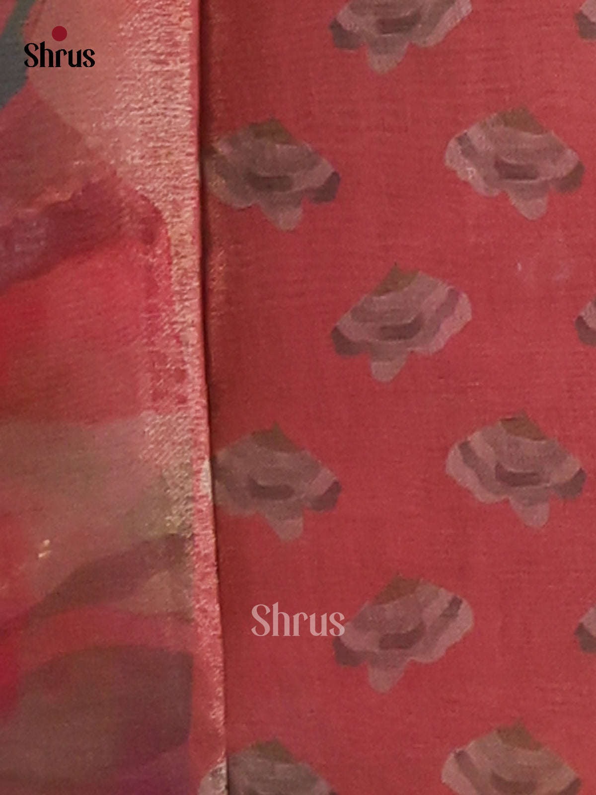 Pink - Semi Tissue Print Saree