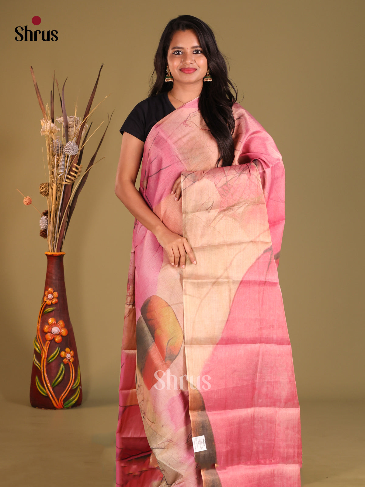 DFS16403 - Semi Tissue Print Saree - Shop on Shrus.com